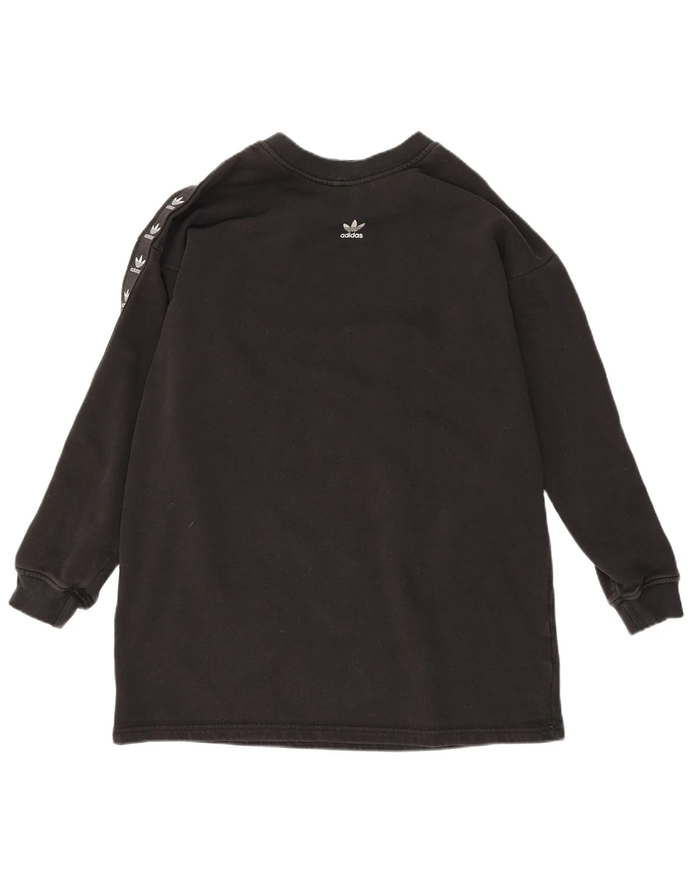 Adidas Womens Longline Graphic Sweatshirt Jumper UK 12 Medium Black Cotton