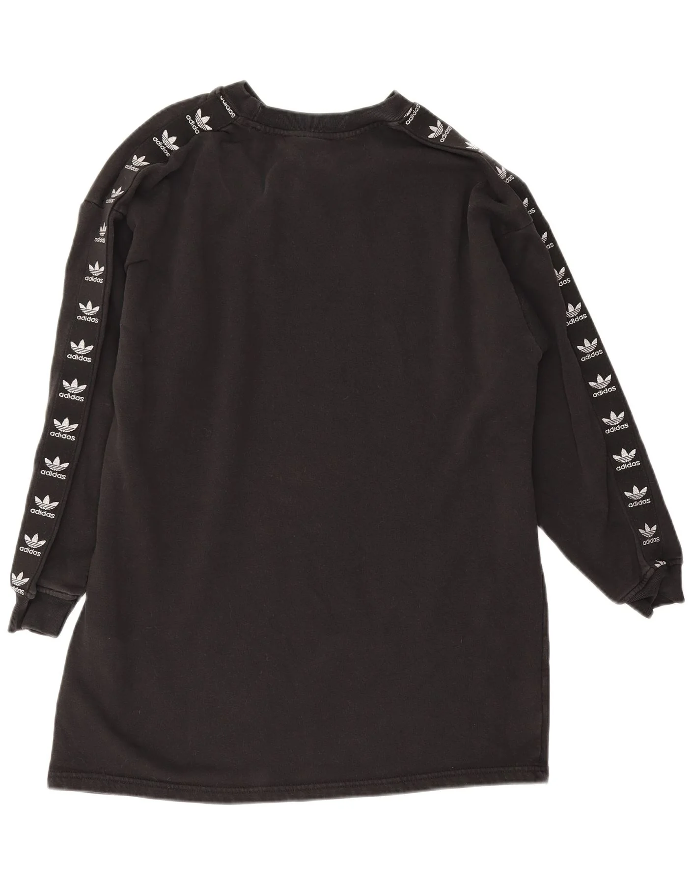 Adidas Womens Longline Graphic Sweatshirt Jumper UK 12 Medium Black Cotton - Image 2