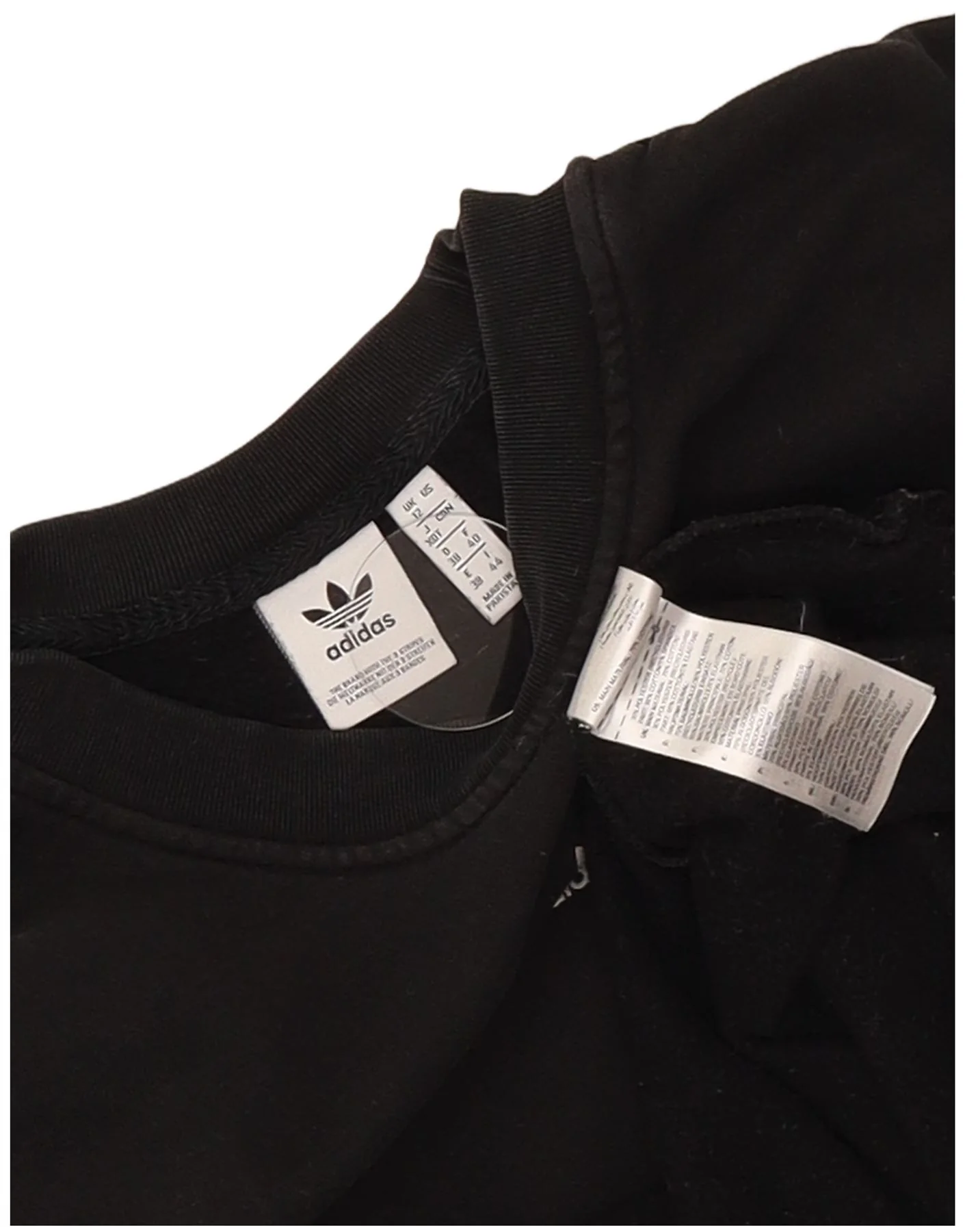 Adidas Womens Longline Graphic Sweatshirt Jumper UK 12 Medium Black Cotton - Image 3