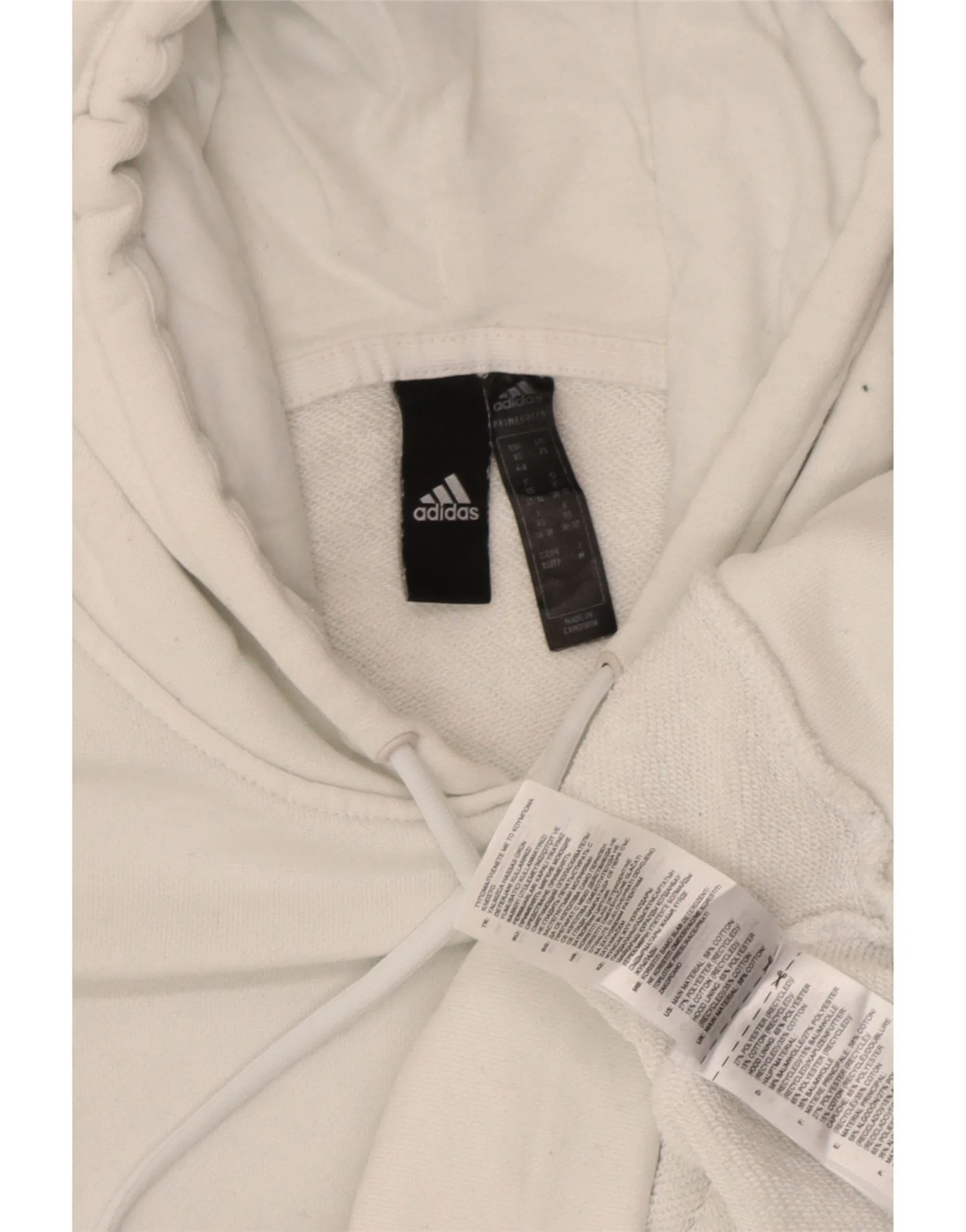 Adidas Womens Oversized Crop Graphic Hoodie Jumper UK 4/6 XS White Cotton - Image 3