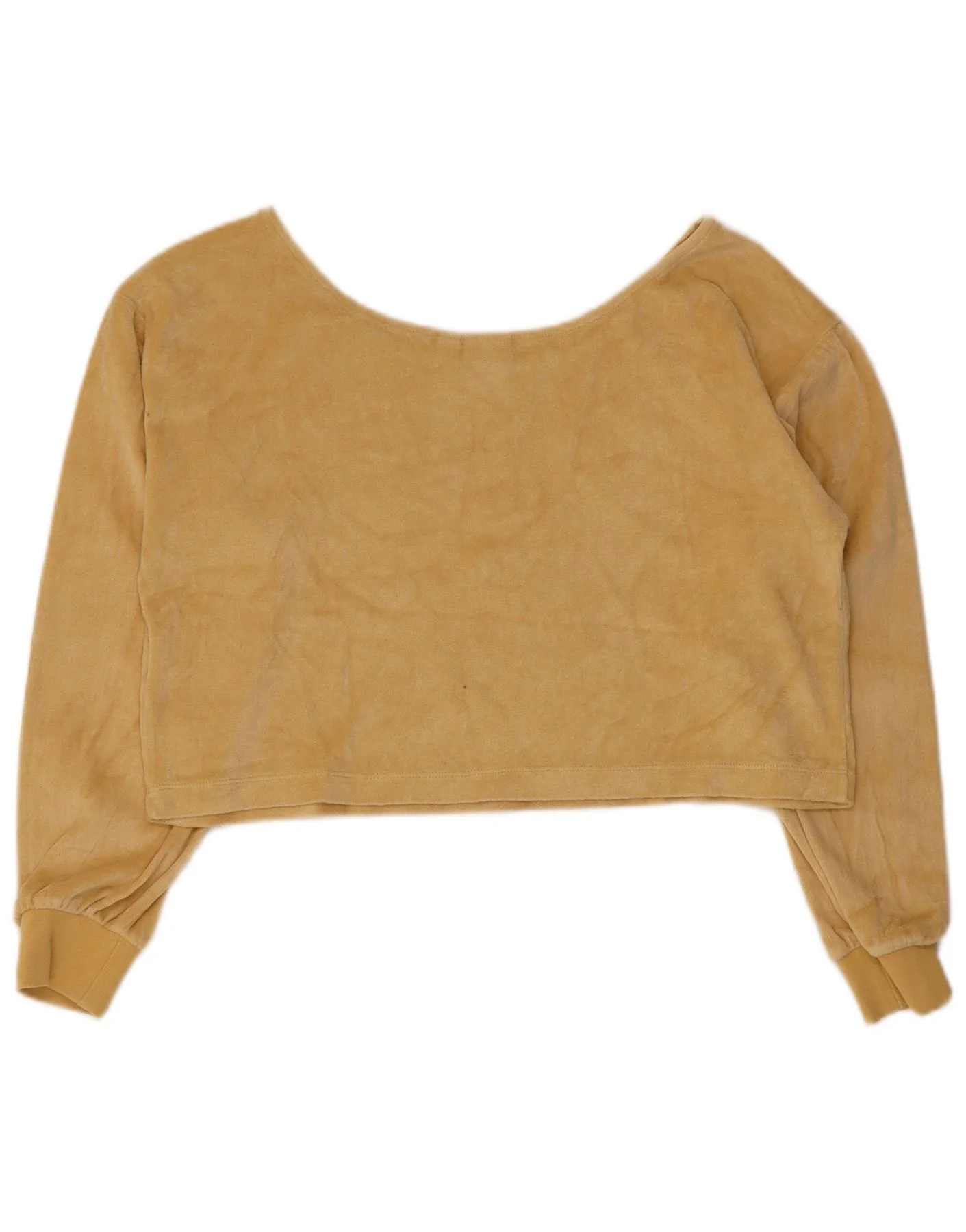 Adidas Womens Oversized Crop Velour Top Long Sleeve UK 10 Small Yellow - Image 2