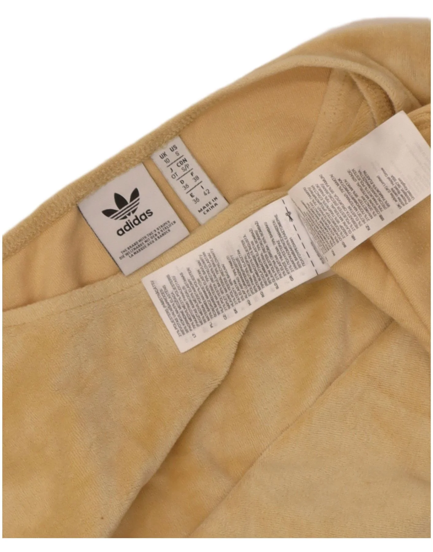 Adidas Womens Oversized Crop Velour Top Long Sleeve UK 10 Small Yellow - Image 3