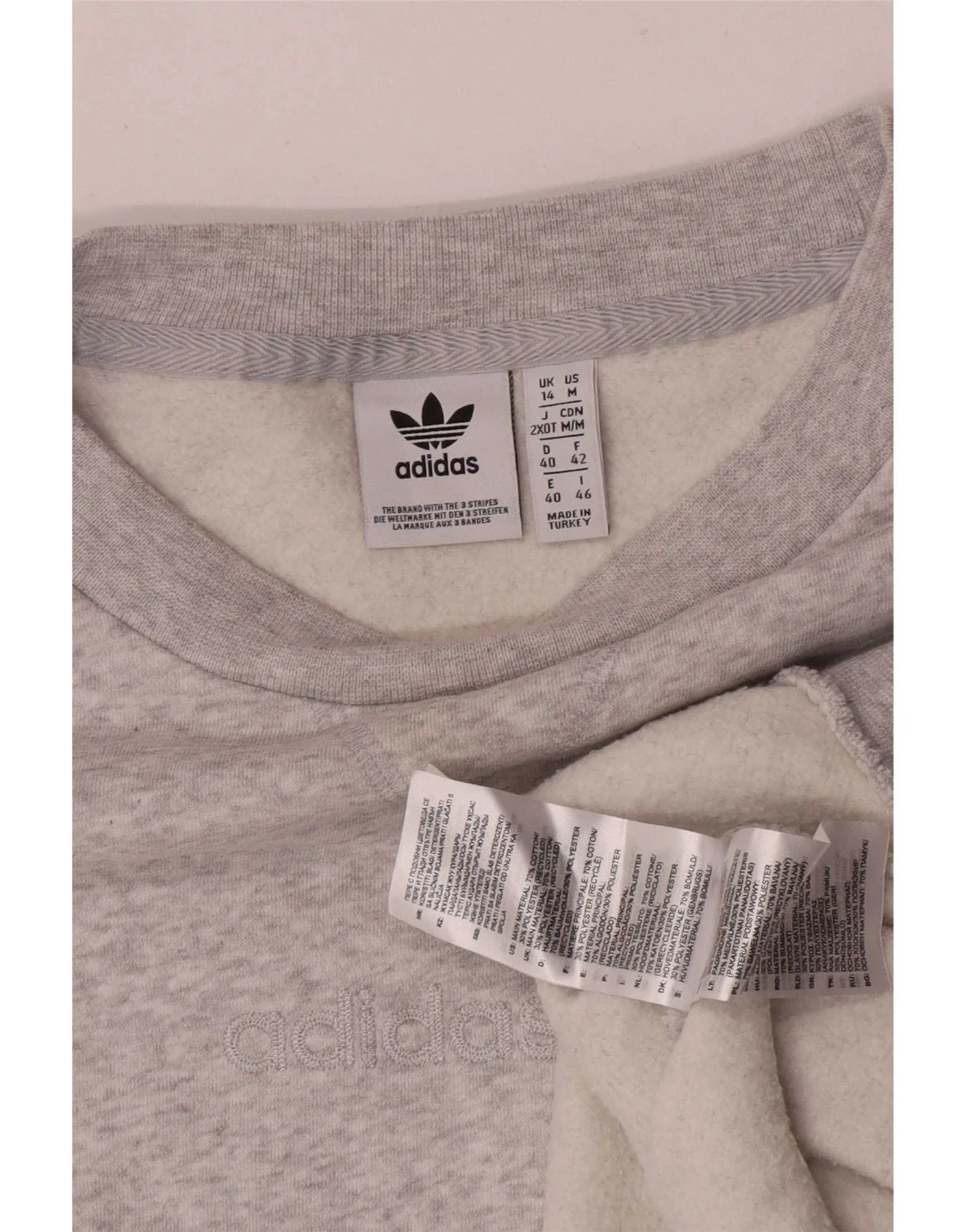 Adidas Womens Oversized Sweatshirt Jumper UK 14 Large Grey Cotton - Image 4