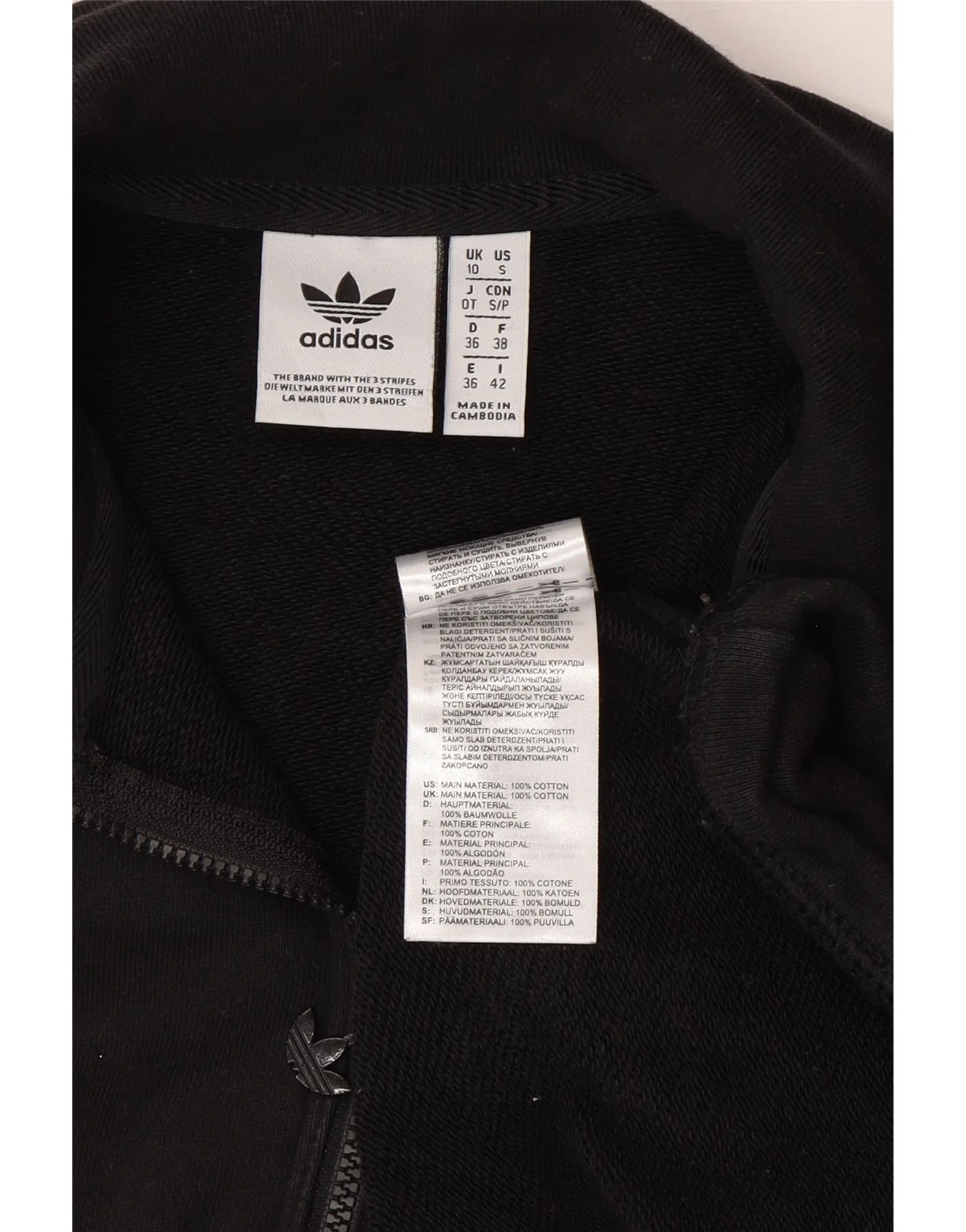 Adidas Womens Oversized Zip Neck Sweatshirt Jumper UK 10 Small Black Cotton - Image 3