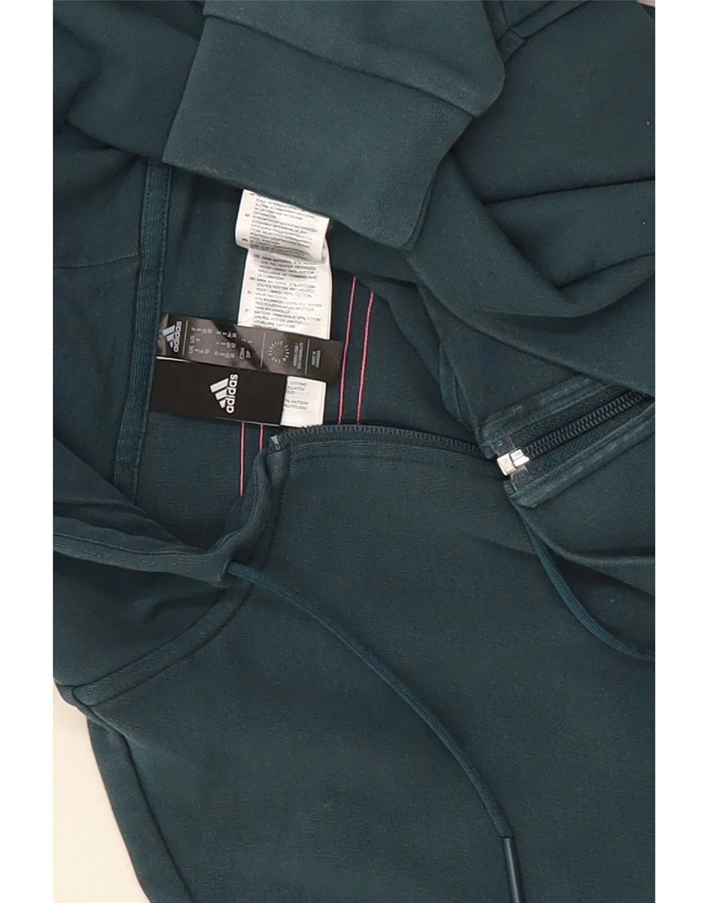Adidas Womens Relaxed Fit Zip Hoodie Sweater UK 10 Small Green Sports - Image 6