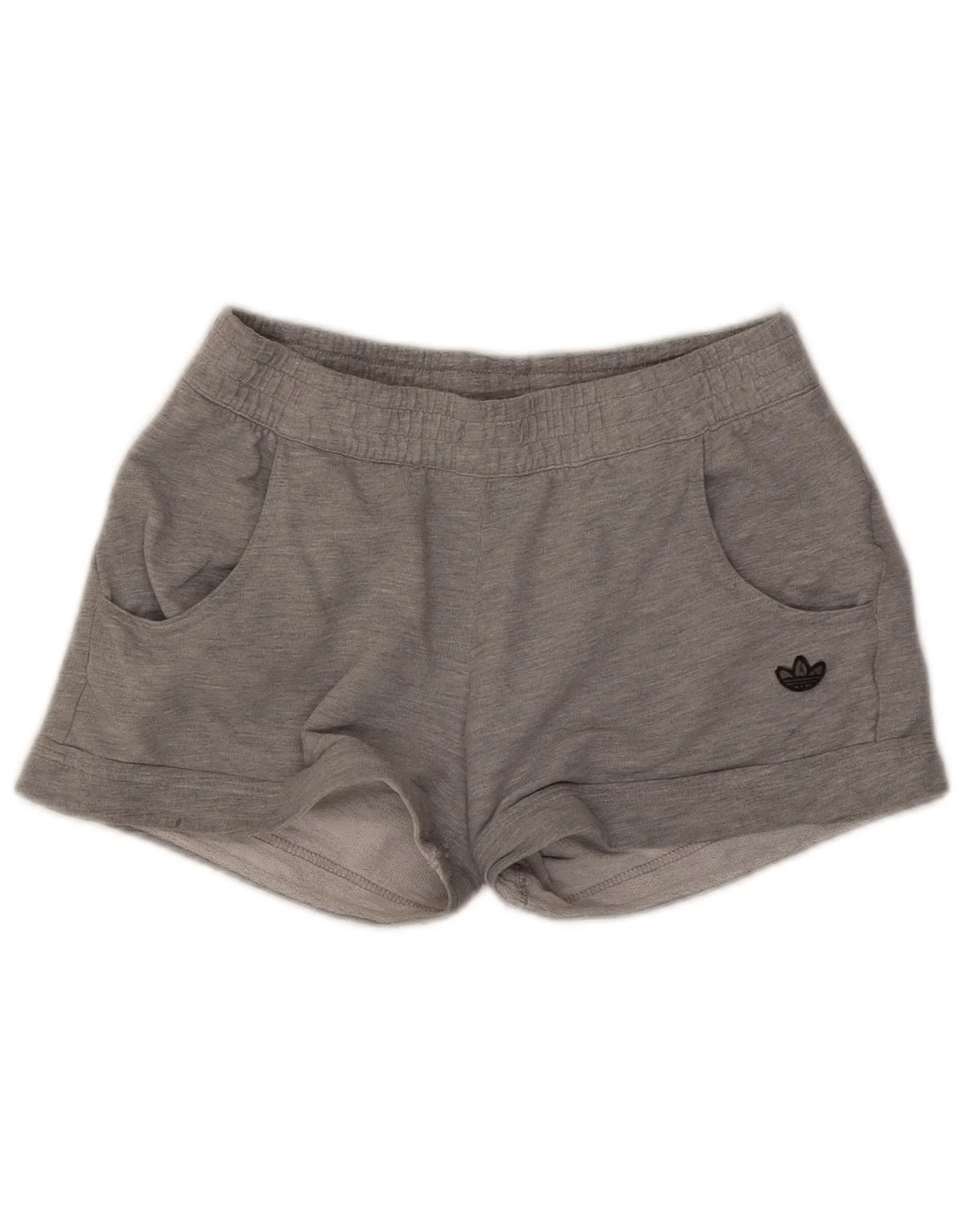 Adidas Womens Sport Shorts UK 12 Medium Grey Cotton