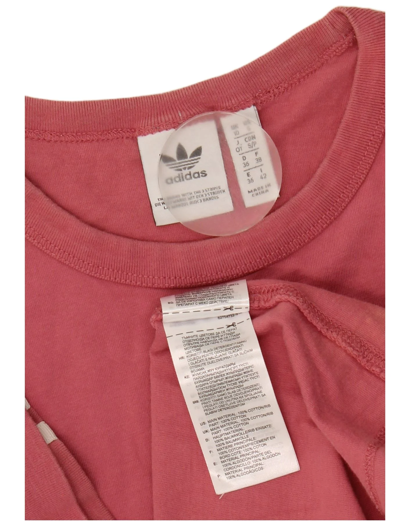Adidas Womens T-Shirt Top UK 10 Small Pink Cotton - Image 3