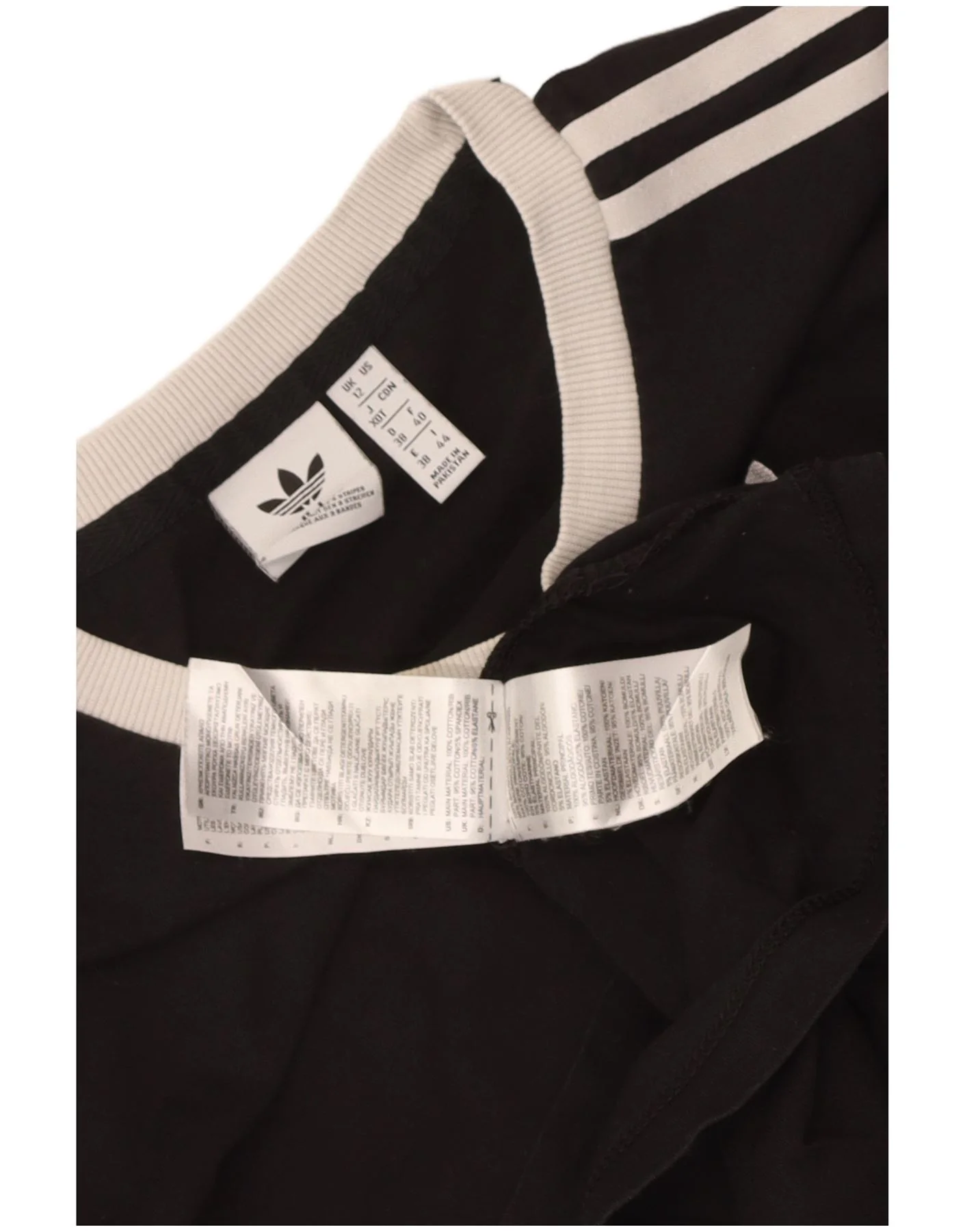 Adidas Womens T-Shirt Top UK 12 Medium Black Colourblock Cotton - Image 3