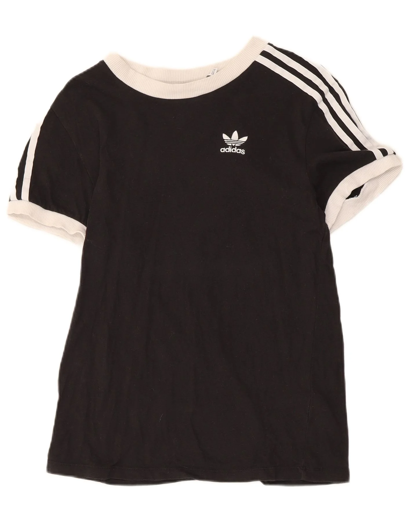 Adidas Womens T-Shirt Top UK 6 XS Black Colourblock Cotton