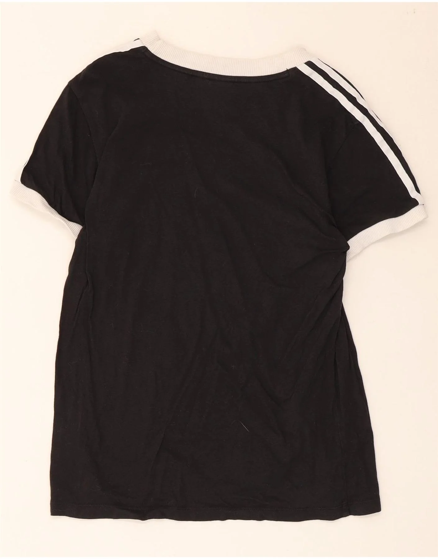 Adidas Womens T-Shirt Top UK 6 XS Black Colourblock Cotton - Image 2