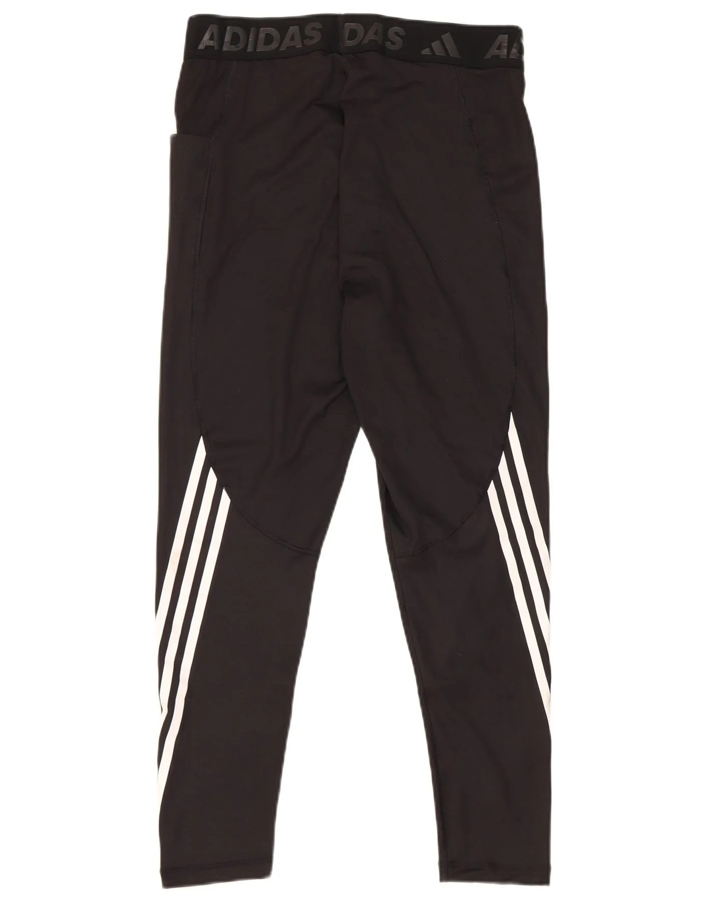 Adidas Womens Tech Fit Graphic Leggings UK 16/18 Large Black Striped - Image 2