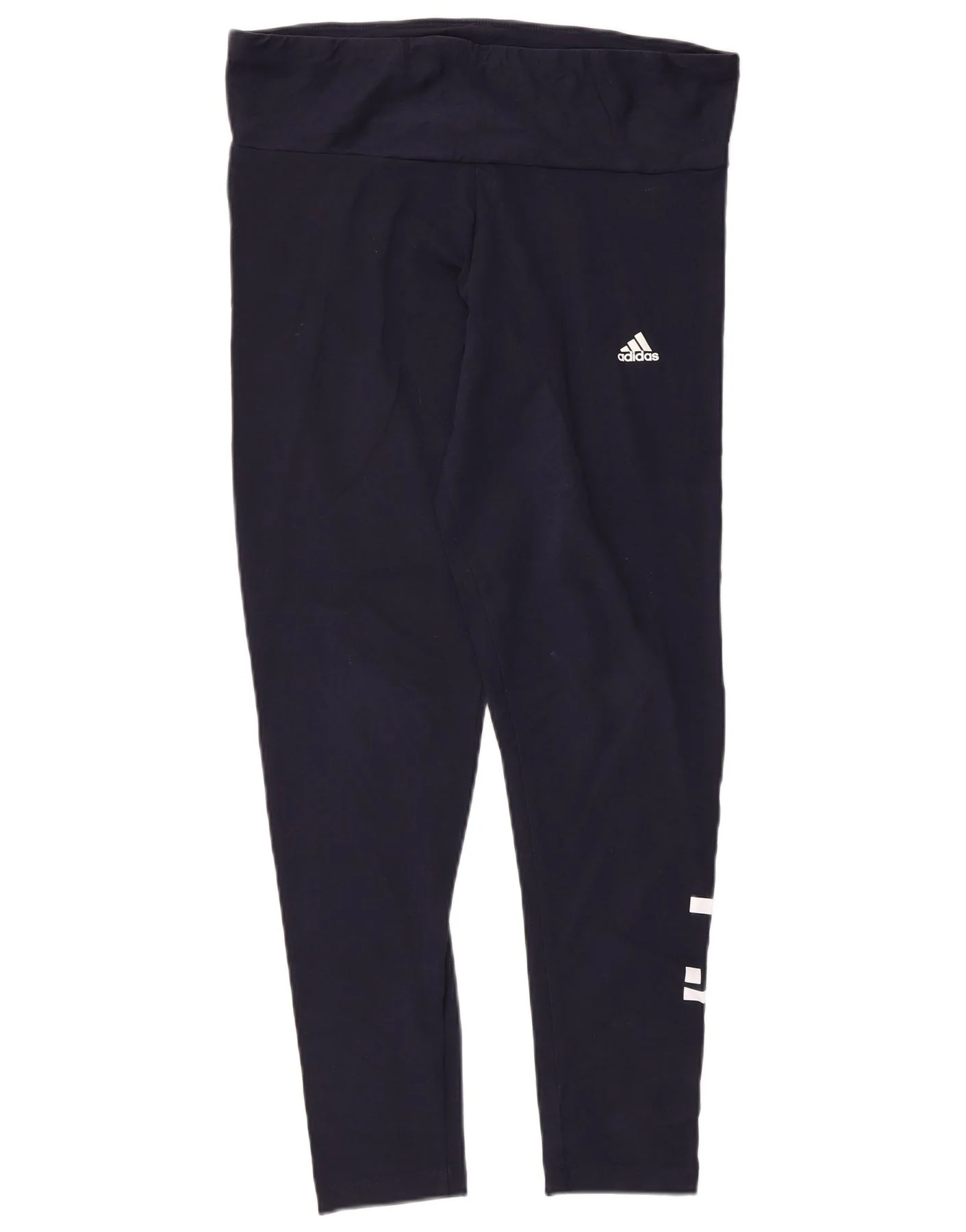 Adidas Womens Tight Fit Graphic Leggings UK 16/18 Large Navy Blue Cotton