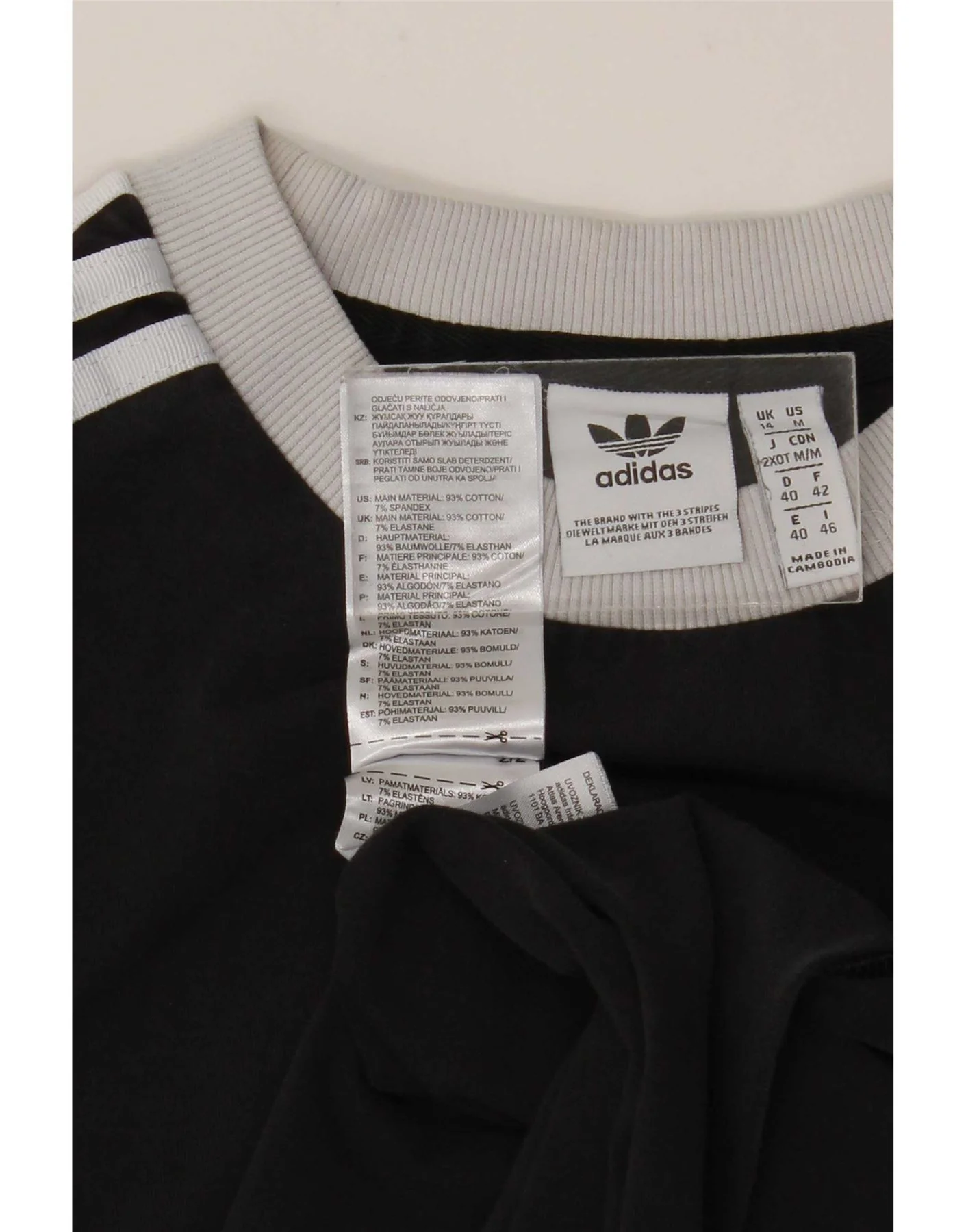 Adidas Womens Top Long Sleeve UK 14 Medium Black Cotton Sports - Image 3