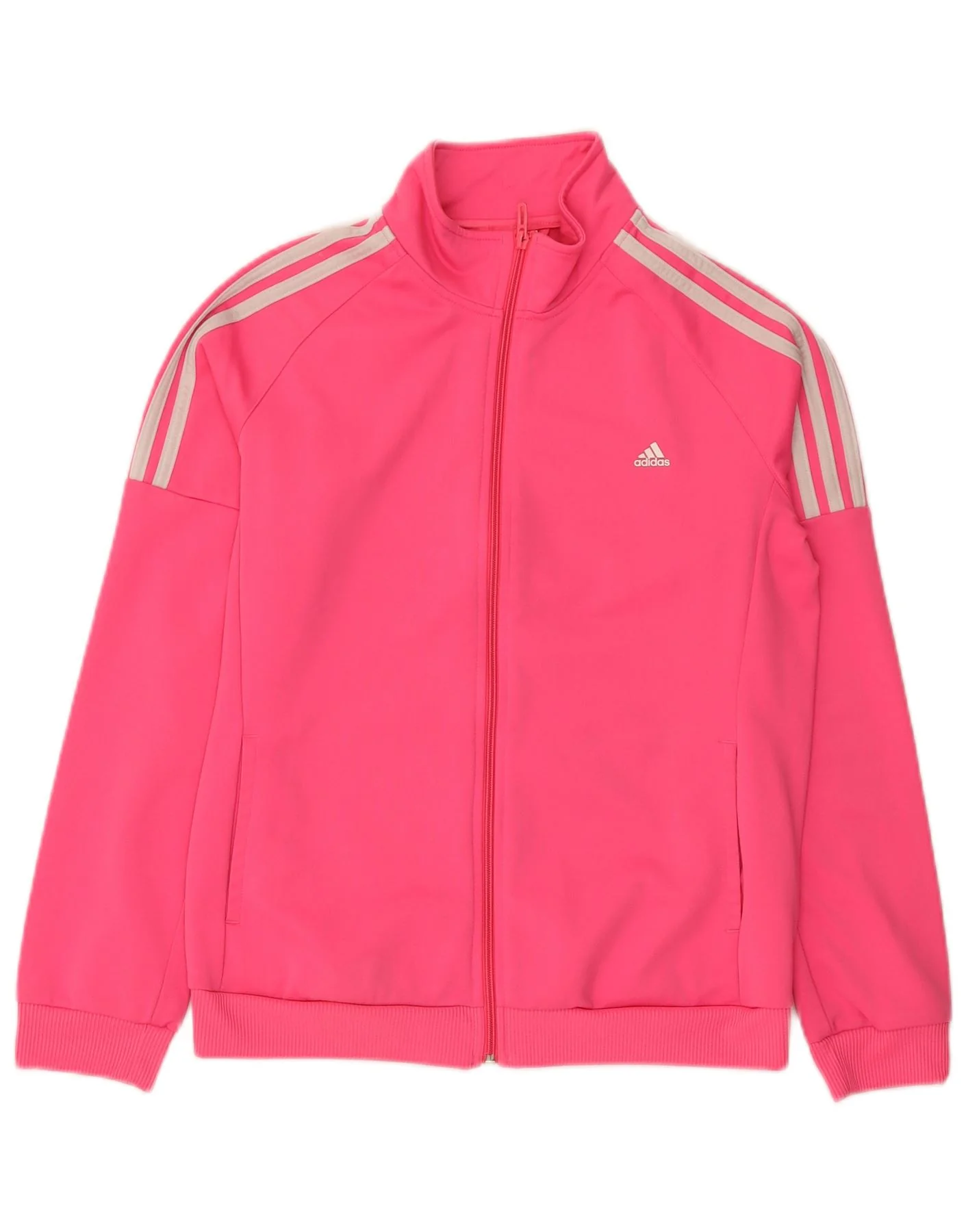 Adidas Womens Tracksuit Top Jacket UK 12/14 Medium Pink Polyester Sports