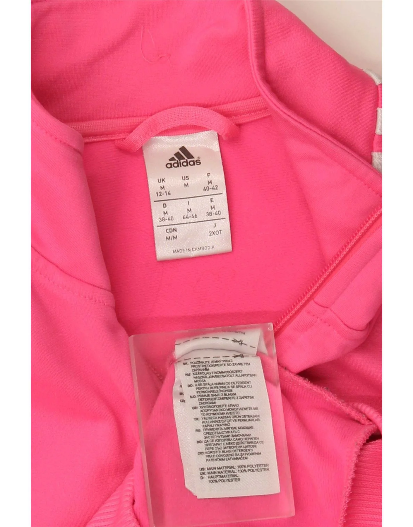Adidas Womens Tracksuit Top Jacket UK 12/14 Medium Pink Polyester Sports - Image 3