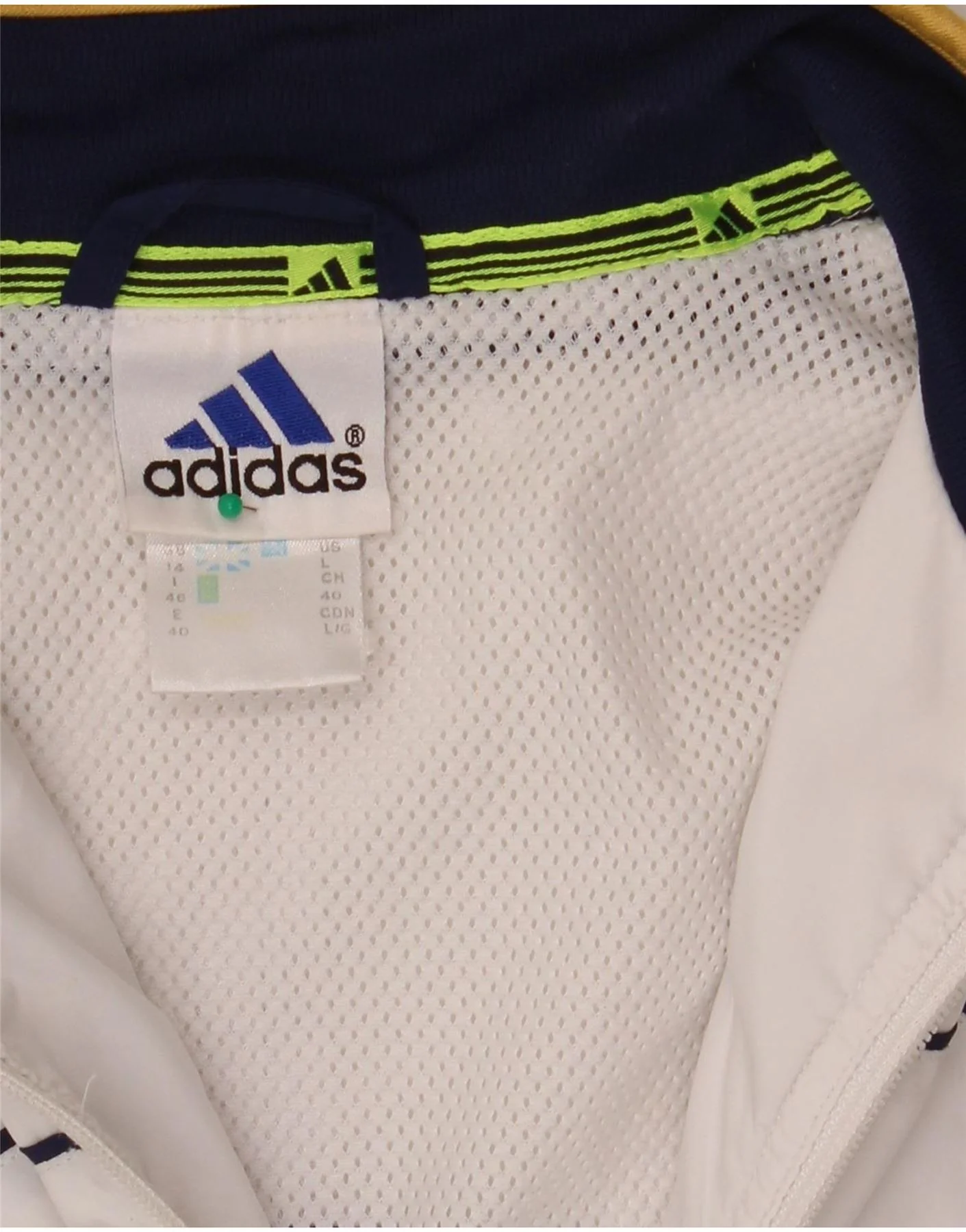 Adidas Womens Tracksuit Top Jacket UK 14 Large White Colourblock - Image 4