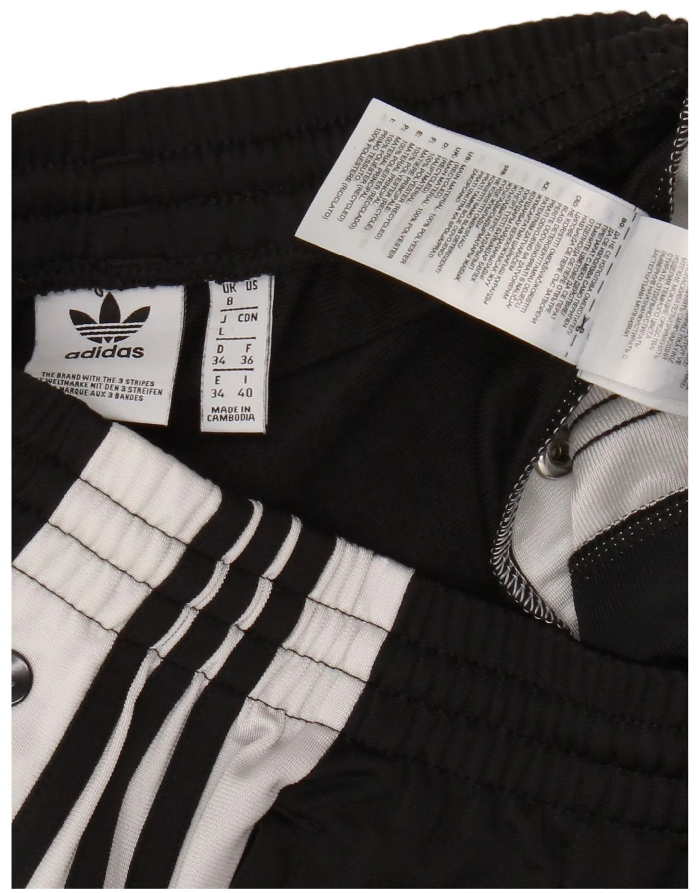 Adidas Womens Tracksuit Trousers UK 8 Small Black Colourblock Polyester - Image 3