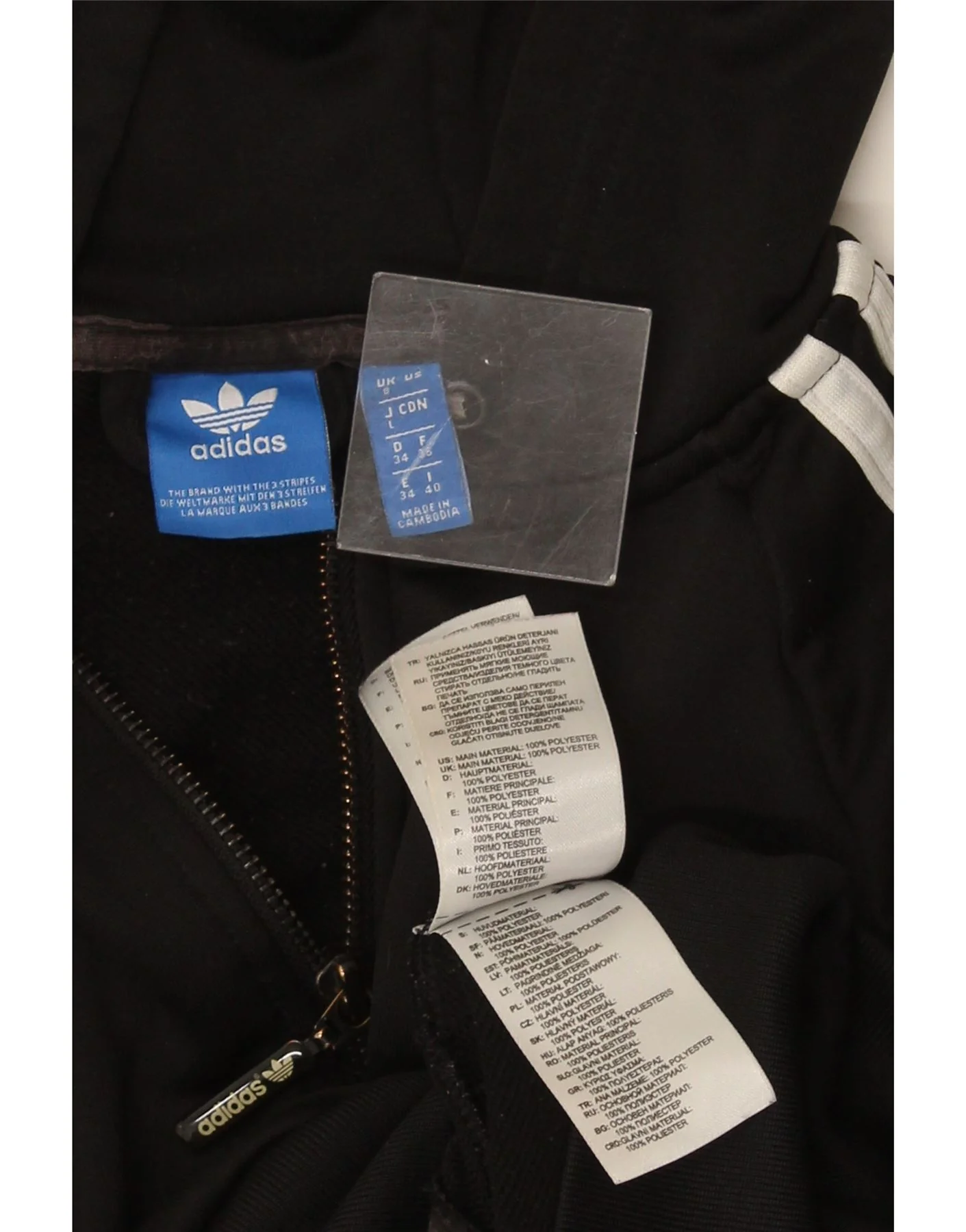 Adidas Womens Zip Hoodie Sweater UK 8 Small Black Polyester - Image 3