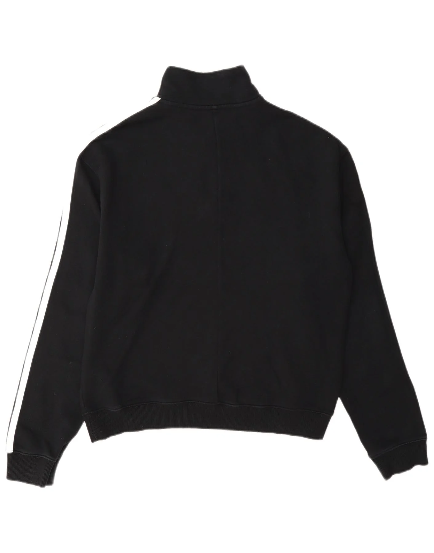 Adidas Womens Zip Neck Sweatshirt Jumper UK 12/14 Medium Black Cotton - Image 2