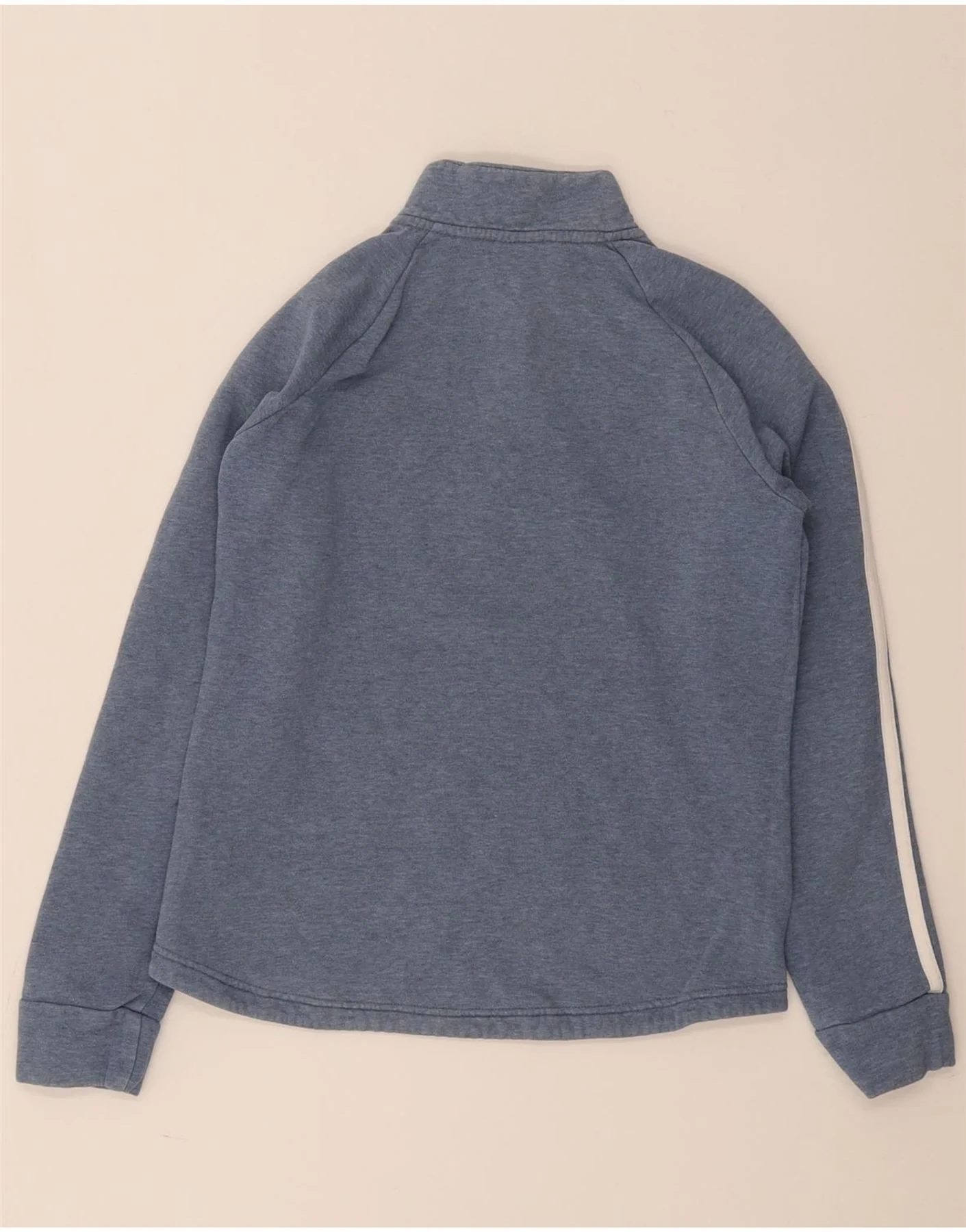 Adidas Womens Zip Neck Sweatshirt Jumper UK 4/6 XS Blue Cotton - Image 2