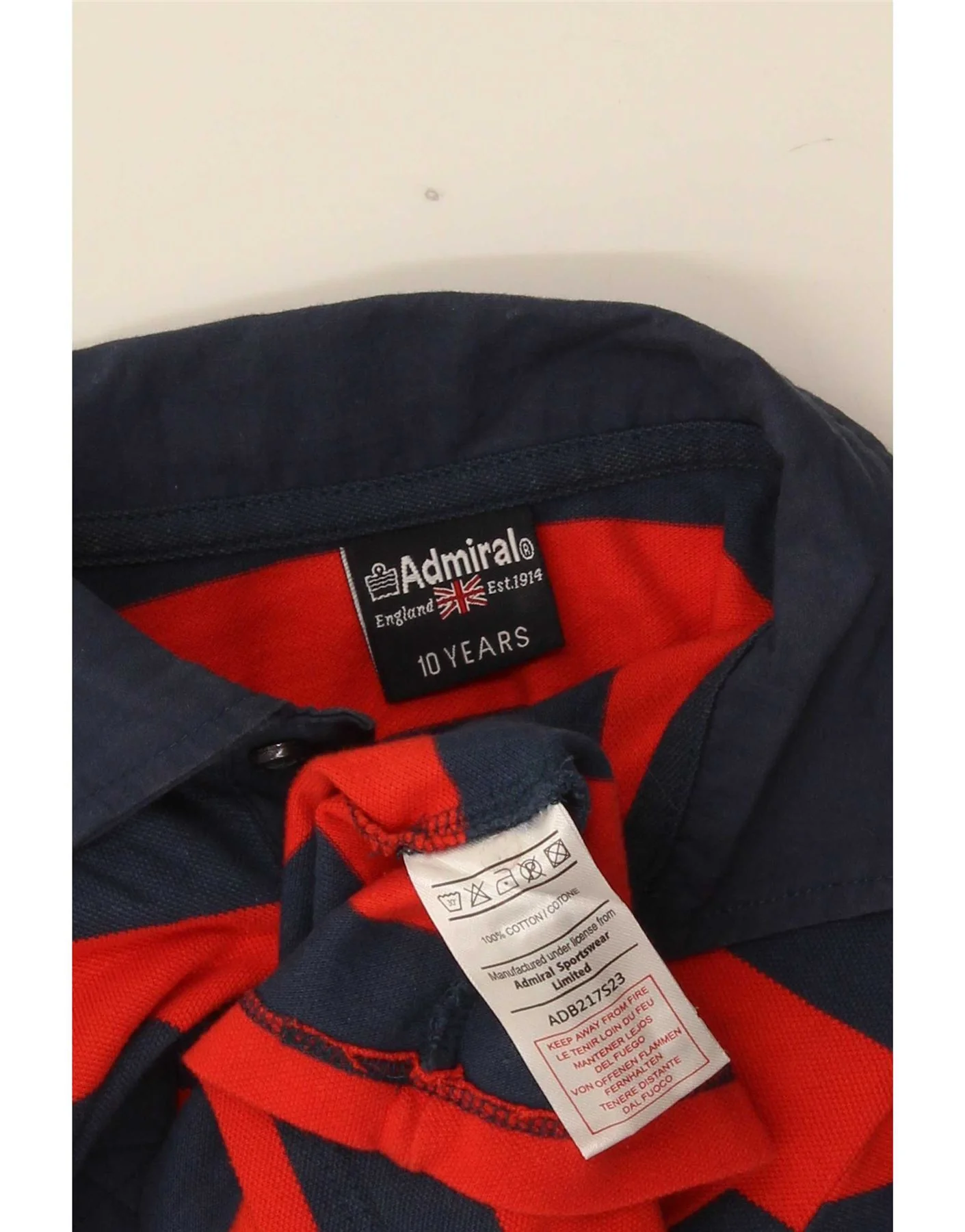 Admiral Boys Polo Shirt 9-10 Years Red Striped Cotton - Image 3