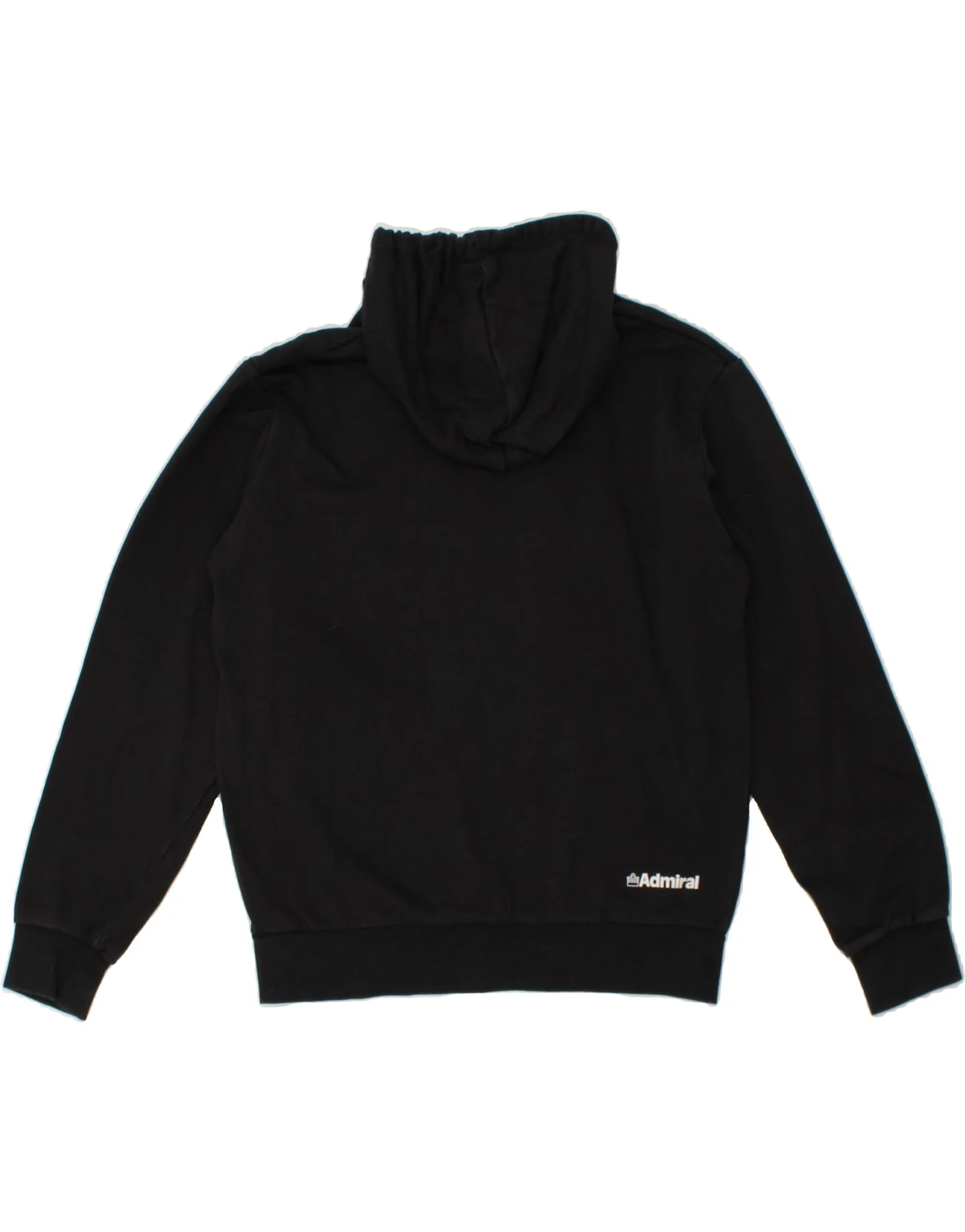 ADMIRAL Mens Graphic Hoodie Jumper Medium Black - Image 2