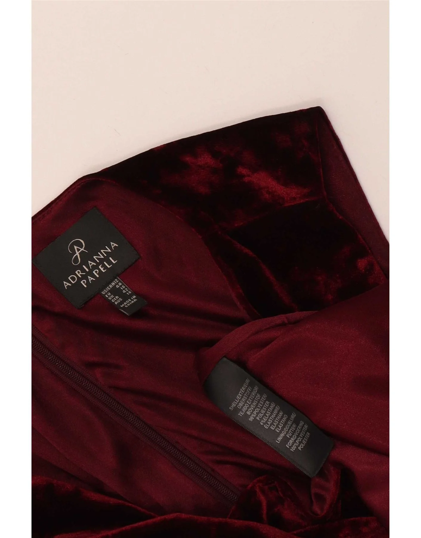 Adrianna Papell Womens Sleeveless Velvet Sheath Dress UK 16 Large Burgundy - Image 3