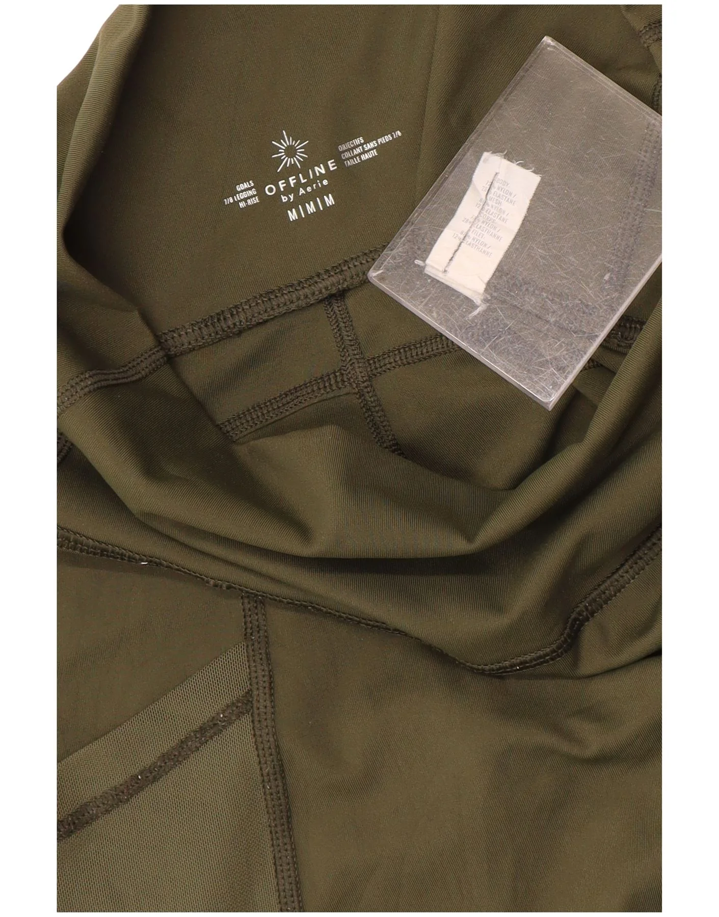 Aerie Womens High Waist Leggings UK 14 Medium Khaki Nylon - Image 3