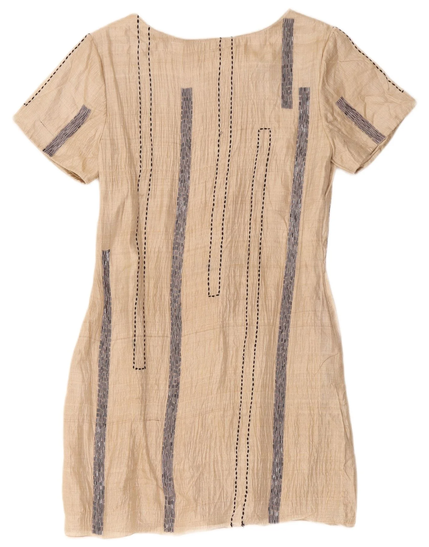 Aftershock Womens Shift Dress UK 14 Large Beige Striped - Image 2