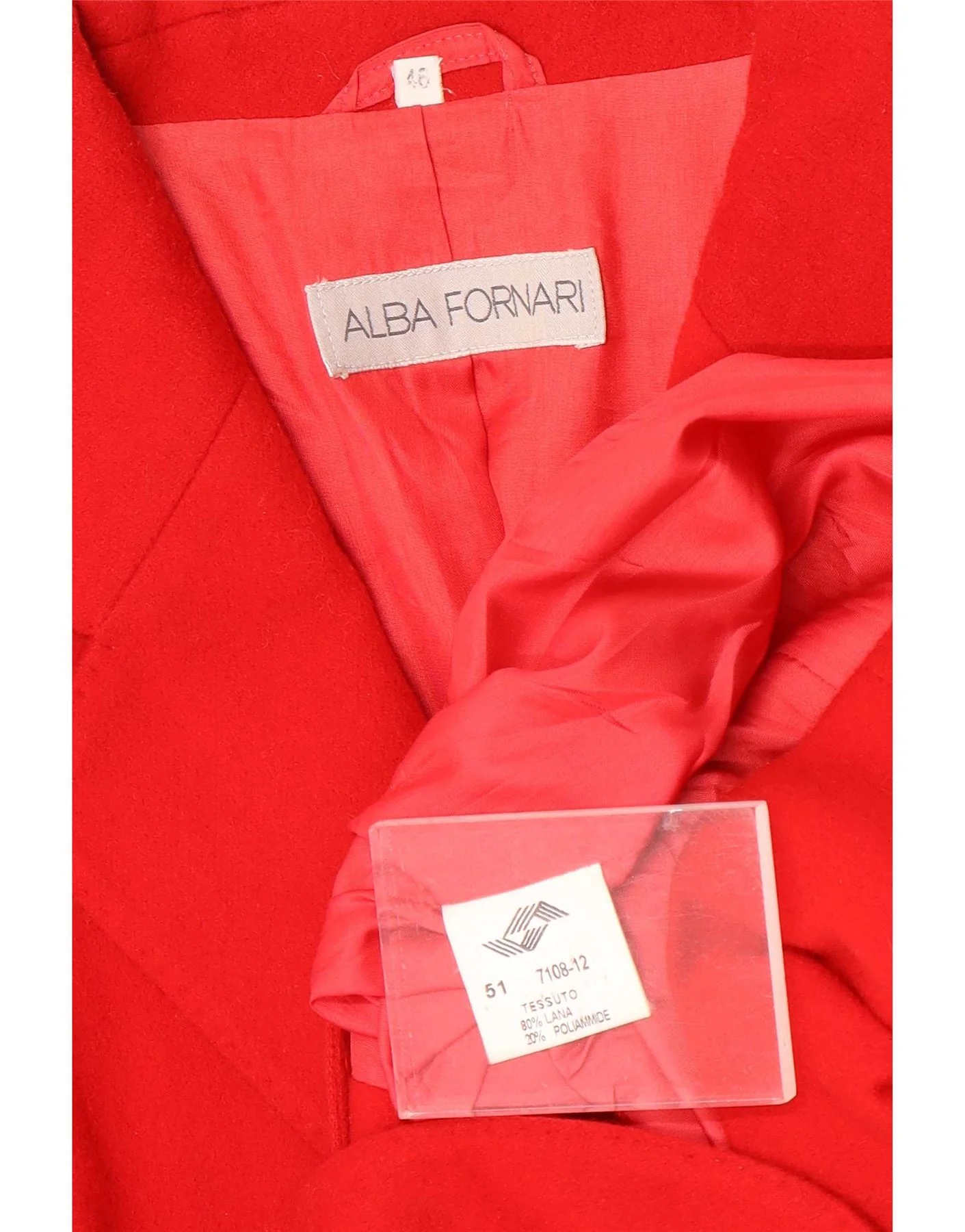 Alba Fornari Womens 2 Button Blazer Jacket IT 46 Large Red Wool - Image 3