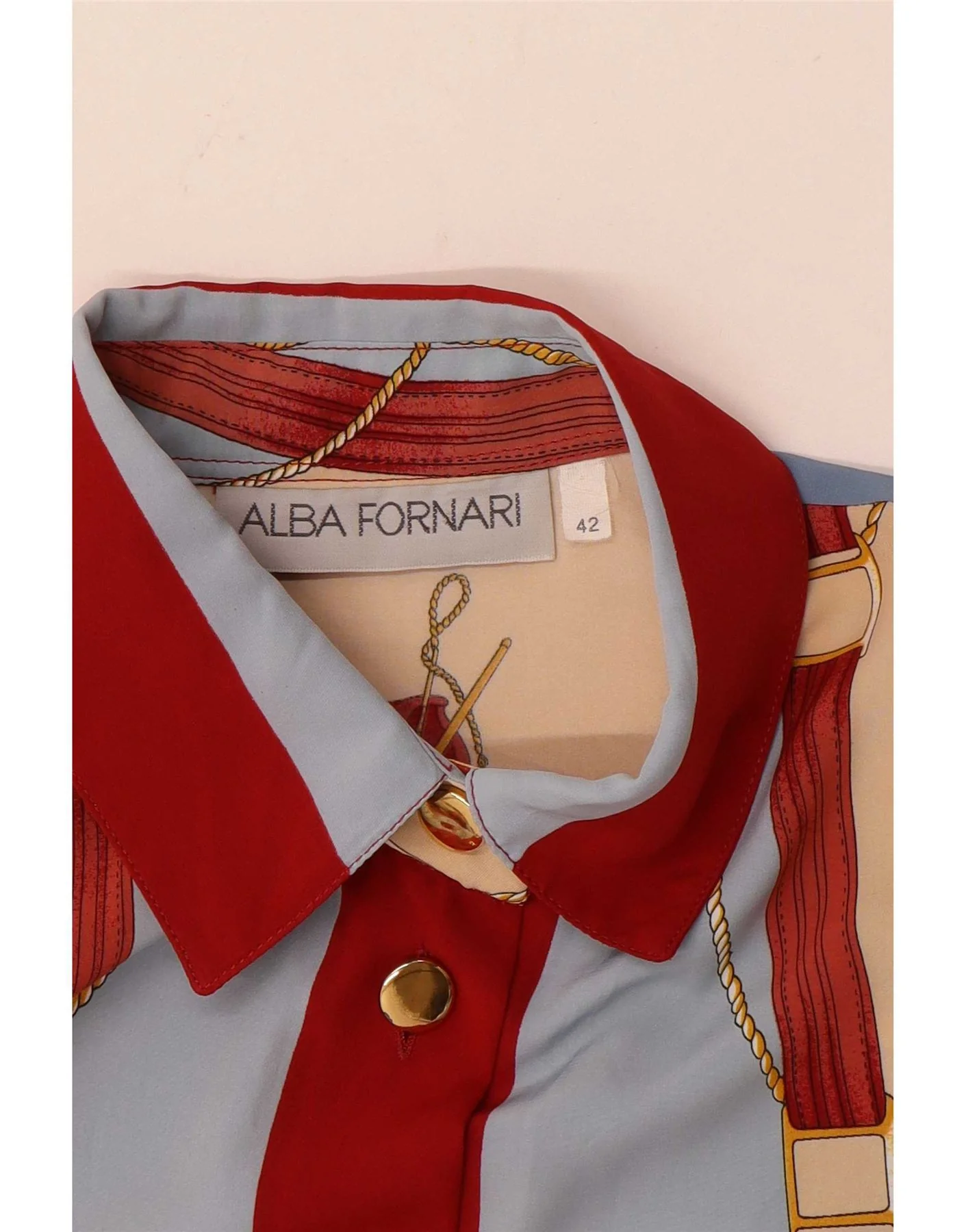 Alba Fornari Womens Graphic Shirt Blouse IT 42 Medium Multicoloured - Image 3
