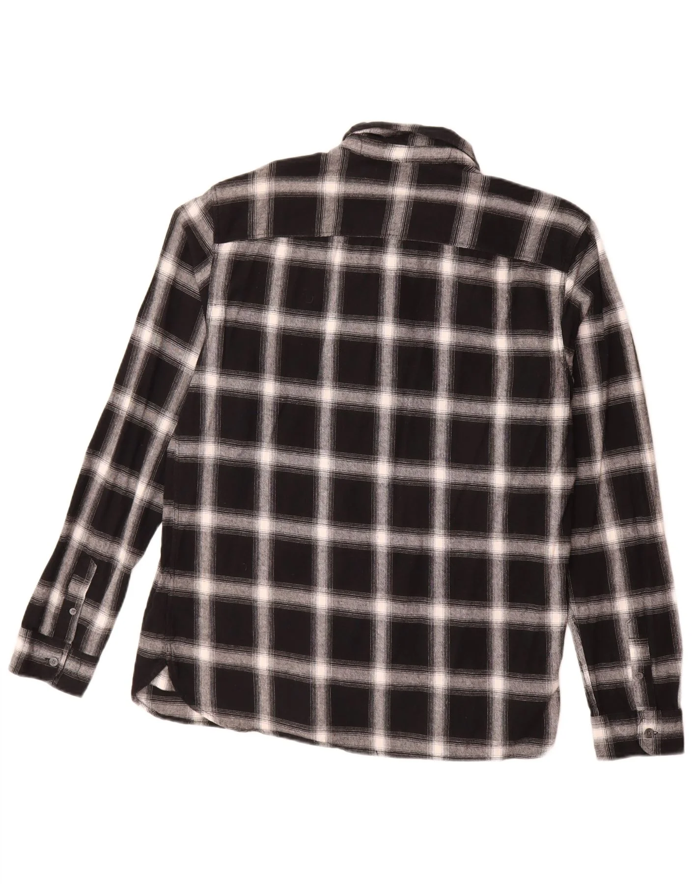 All Saints Mens Flannel Shirt Large Black Check Cotton - Image 2