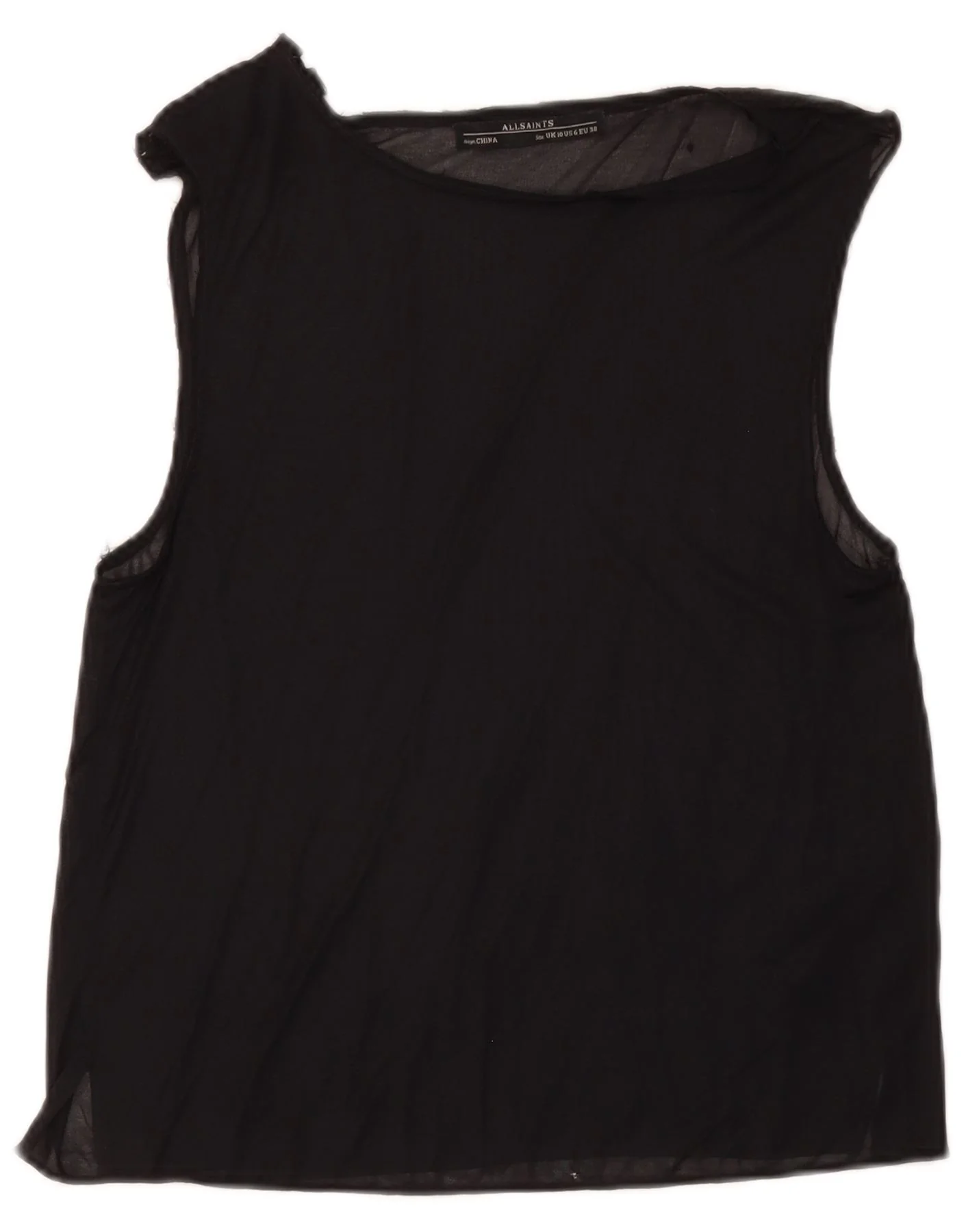 All Saints Womens Sleeveless Blouse Top UK 10 Small Black Acetate