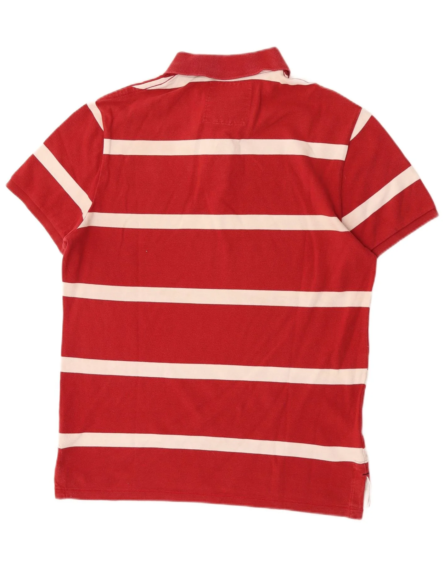 American Eagle Mens Short Sleeve Regular Fit Polo Shirt Large Red Striped - Image 2