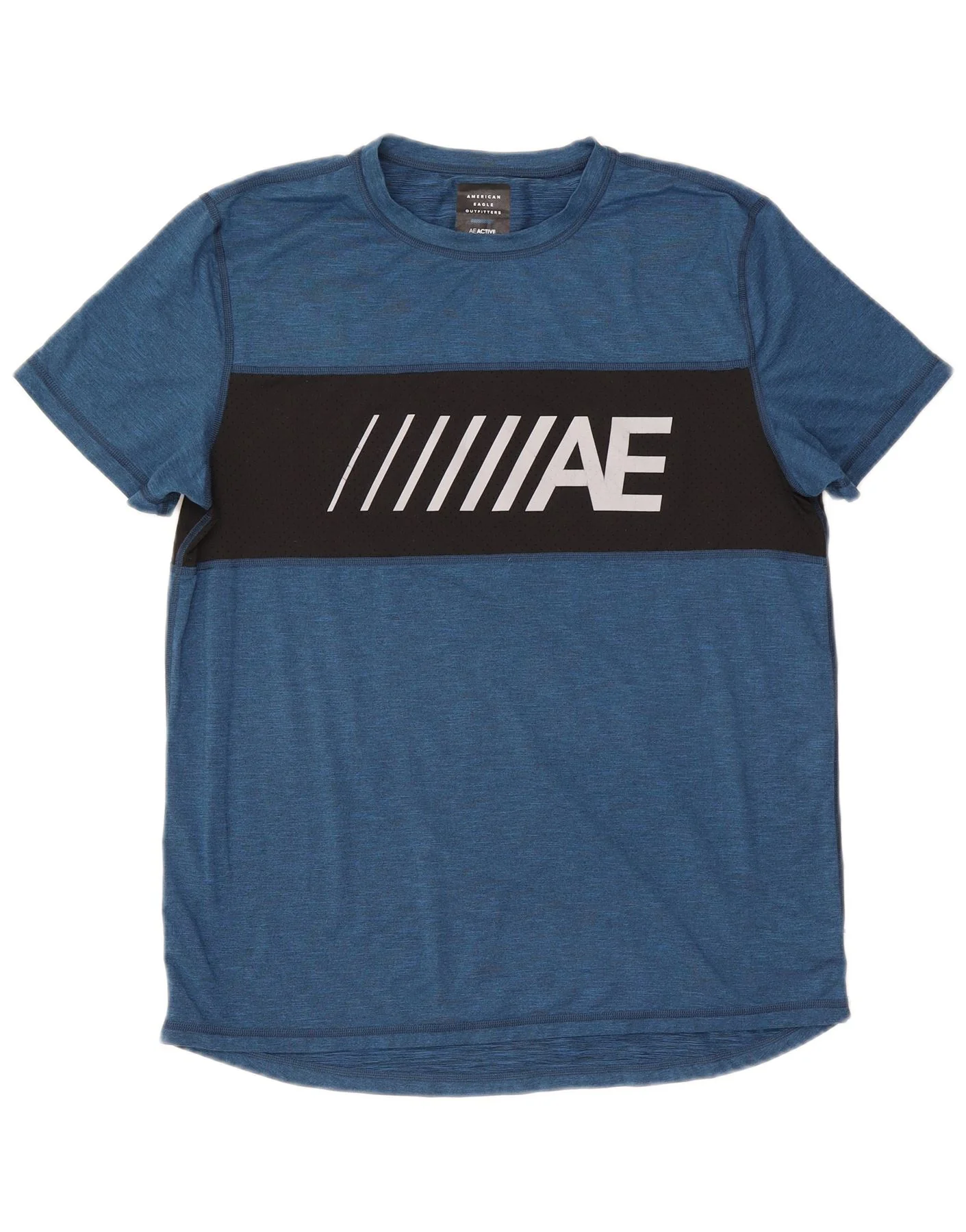 American Eagle Outfitters Mens Graphic T-Shirt Top Large Blue Colourblock