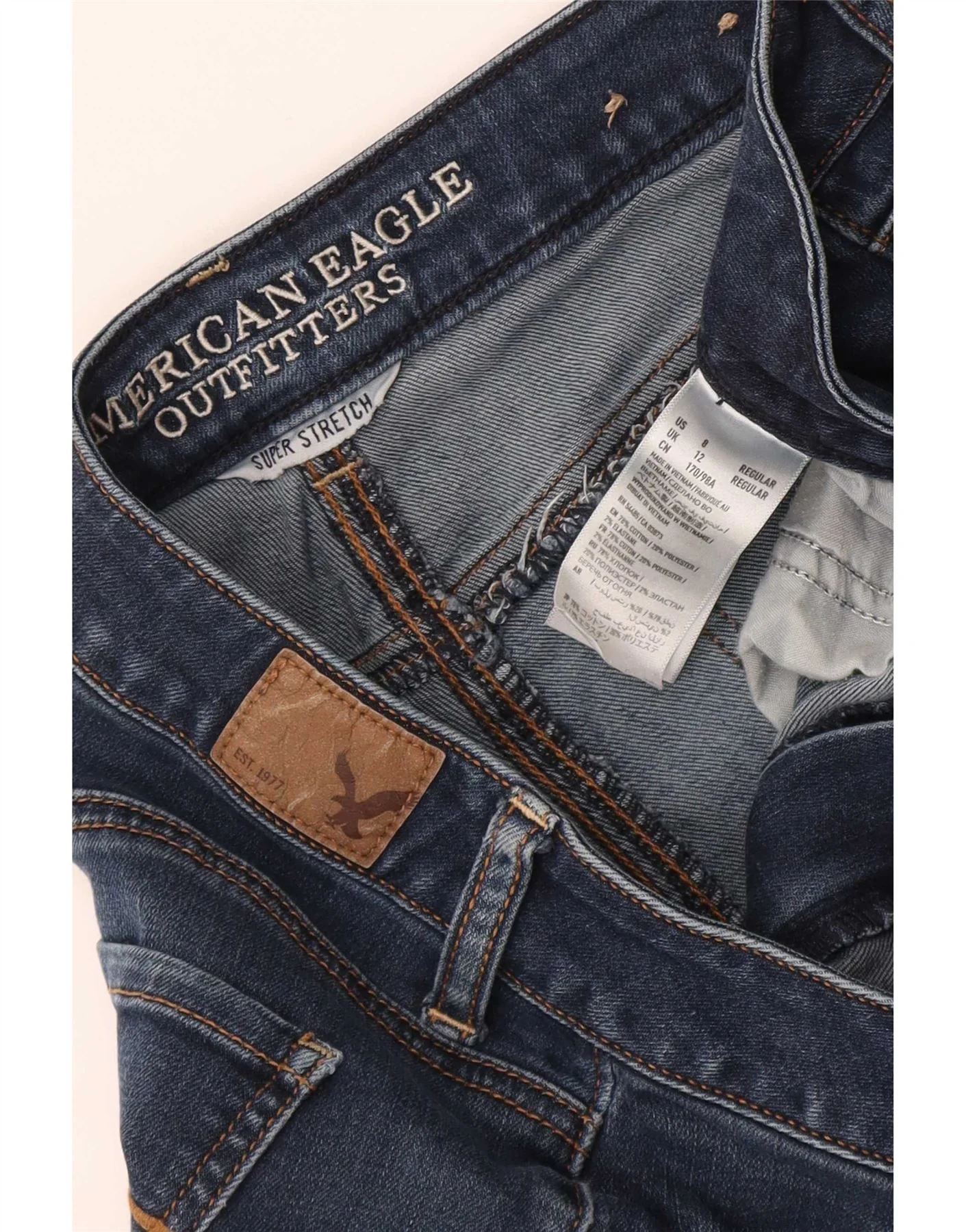 American Eagle Outfitters Womens Skinny Jeans UK 12 Medium W32 L29 Navy Blu - Image 3