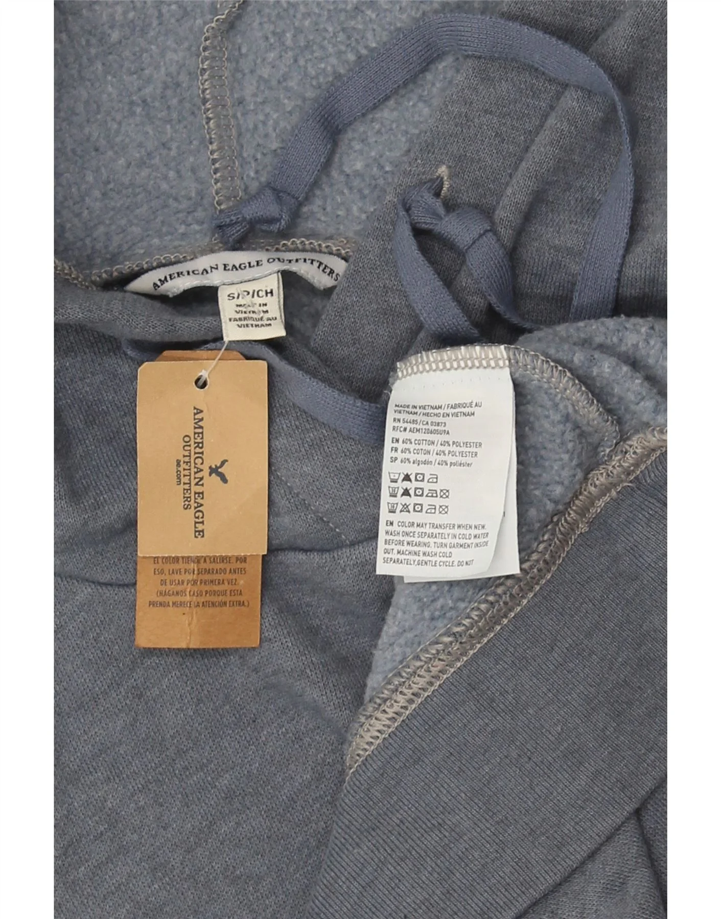 American Eagle Womens Graphic Oversized Hoodie Jumper UK 10 Small Grey - Image 3