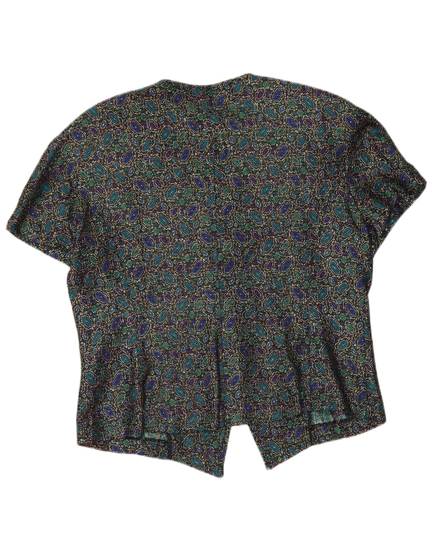 Andrea Mare Womens Crop Short Sleeve Shirt Blouse UK 14 Large Multicoloured - Image 2