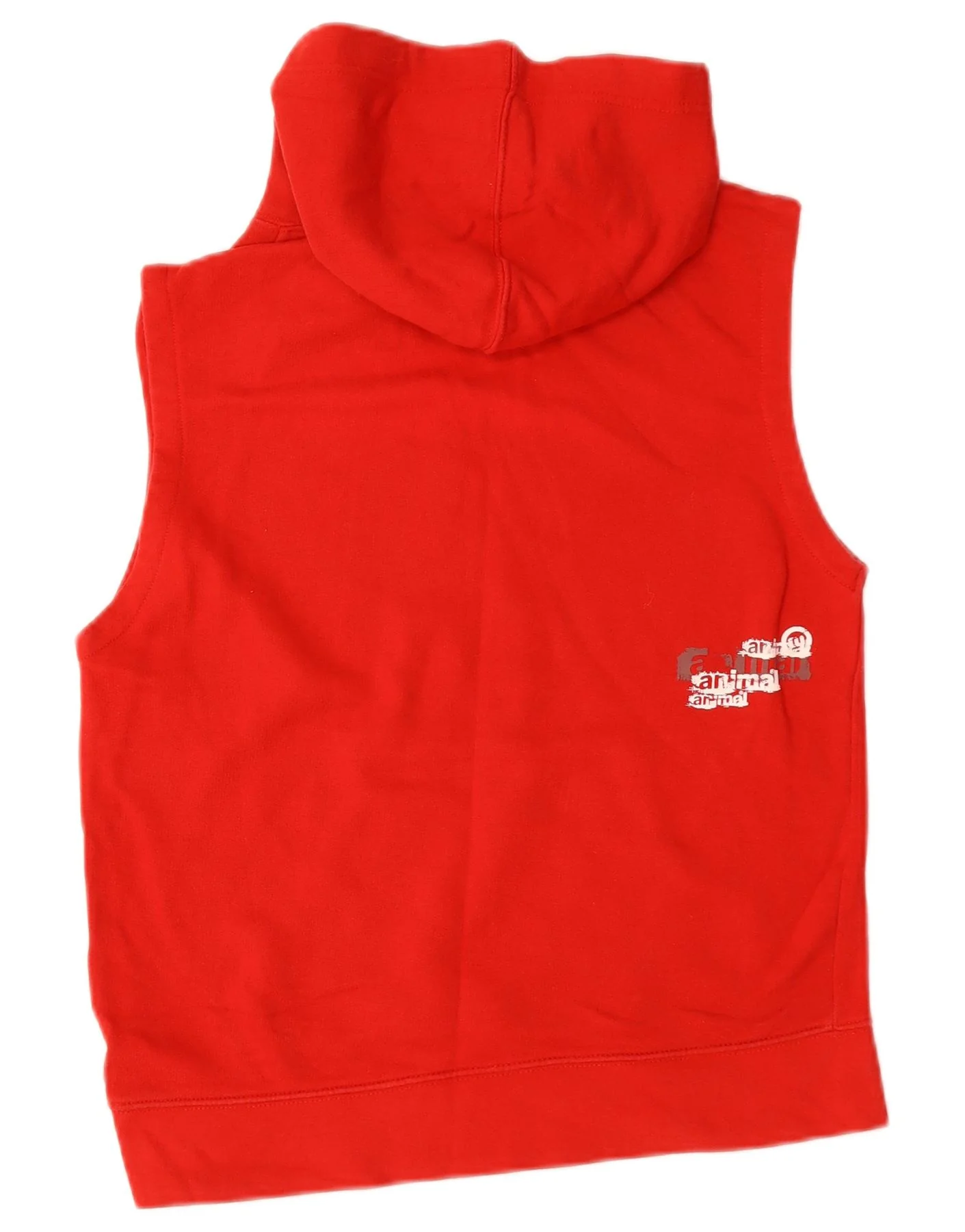 Animal Mens Graphic Sleeveless Hoodie Jumper Medium Red Cotton - Image 2
