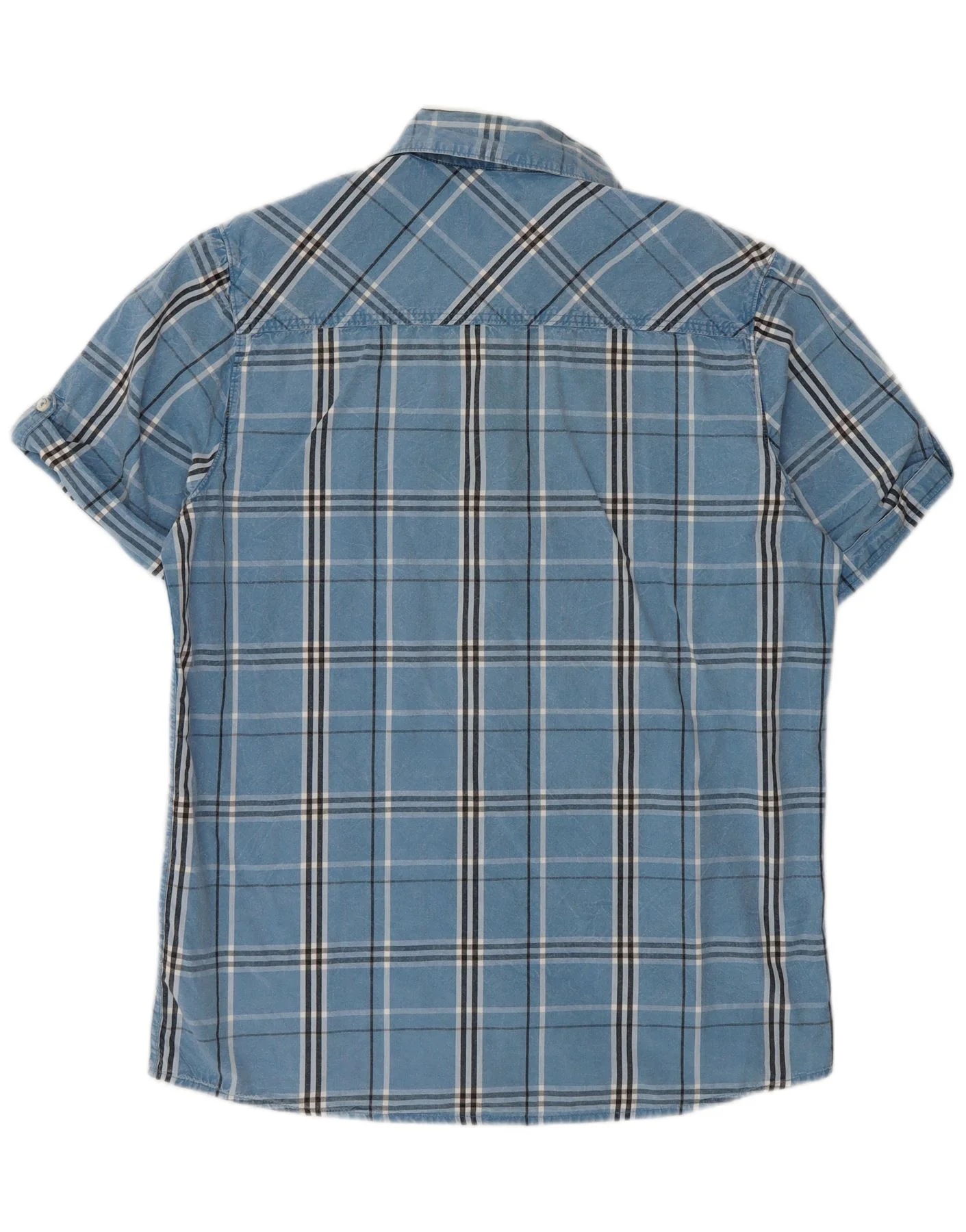 Animal Mens Short Sleeve Shirt Large Blue Check Cotton - Image 2