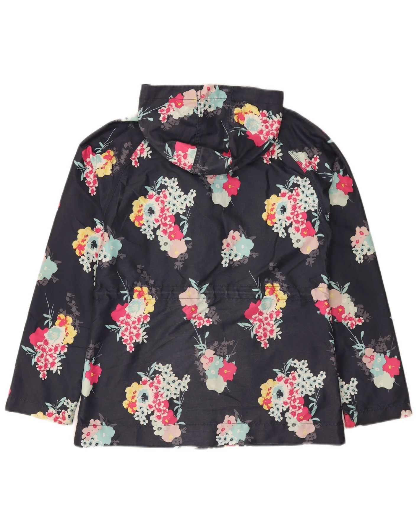 Animal Womens Hooded Rain Jacket UK 8 Small Navy Blue Floral Polyester - Image 2