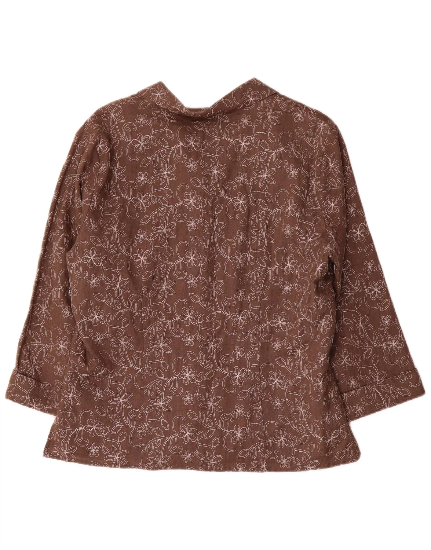 Anne Carson Womens 3/4 Sleeve Blazer Jacket UK 16 Large Brown Floral - Image 2