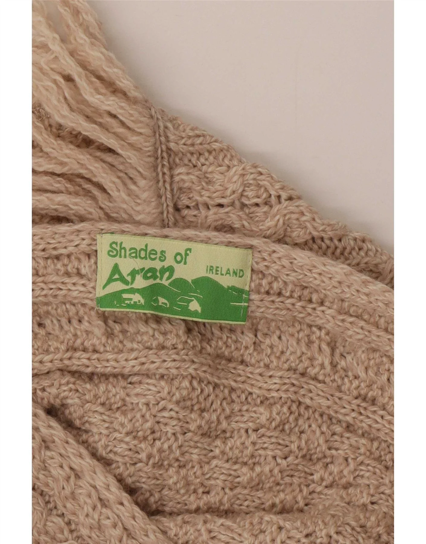 Aran Womens Poncho Jumper One Size Beige - Image 3