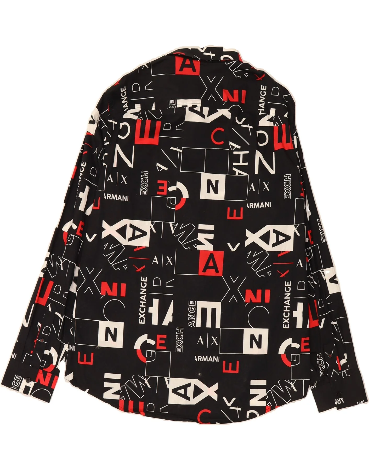 ARMANI EXCHANGE Mens Abstract Pattern Graphic Shirt XL Black Cotton - Image 2