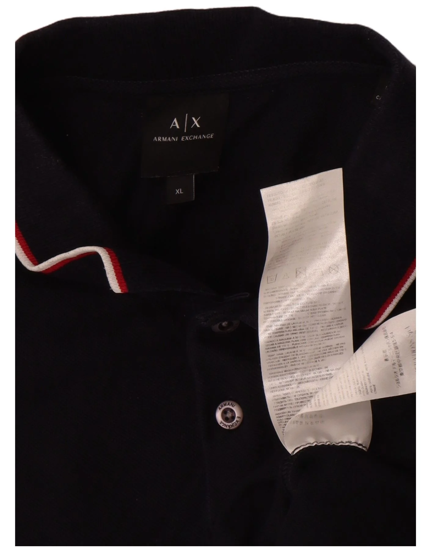 Armani Exchange Mens Polo Shirt XL Black Cotton - Image 3