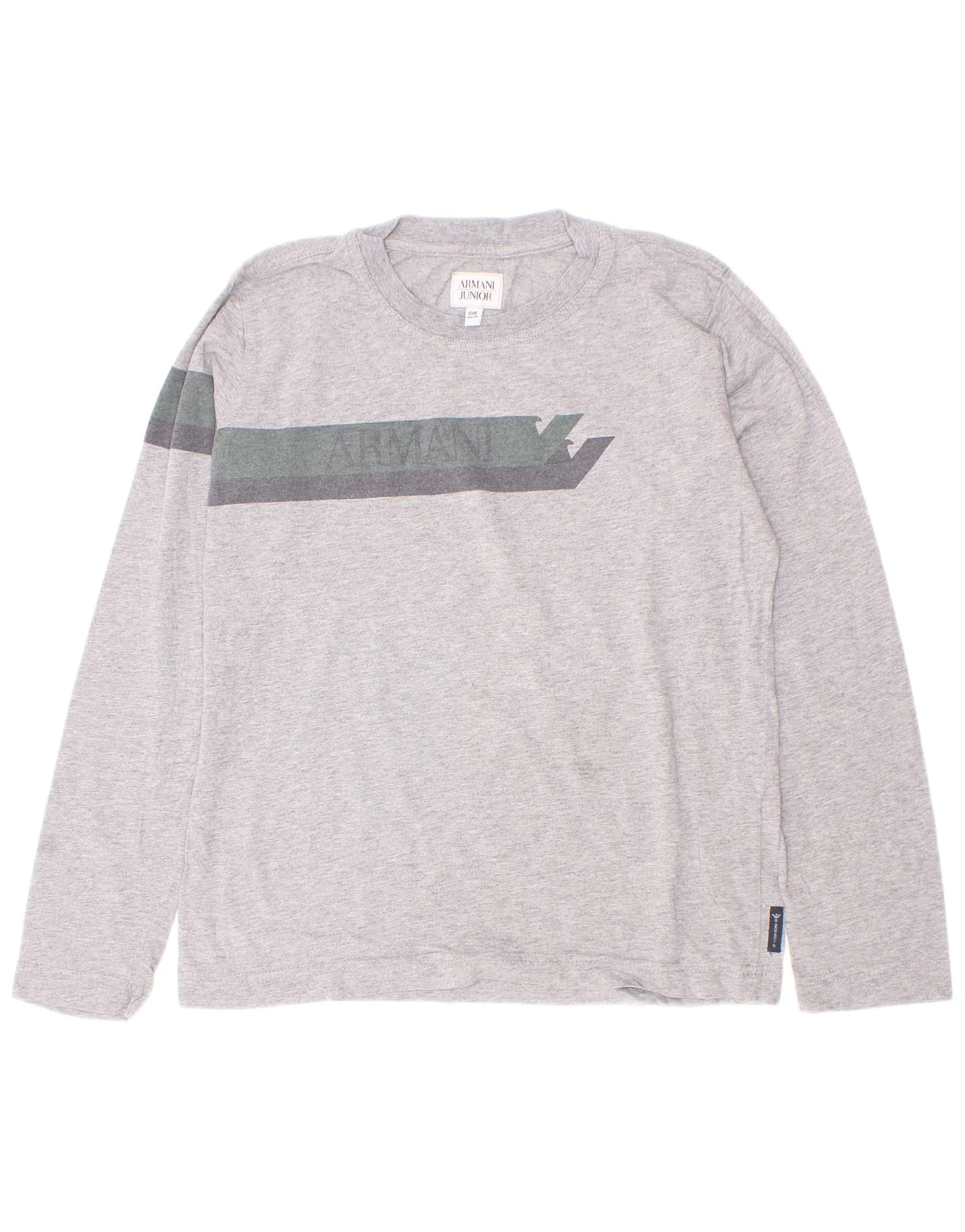 Armani Jeans Boys Graphic Top Long Sleeve 9-10 Years Grey Colourblock