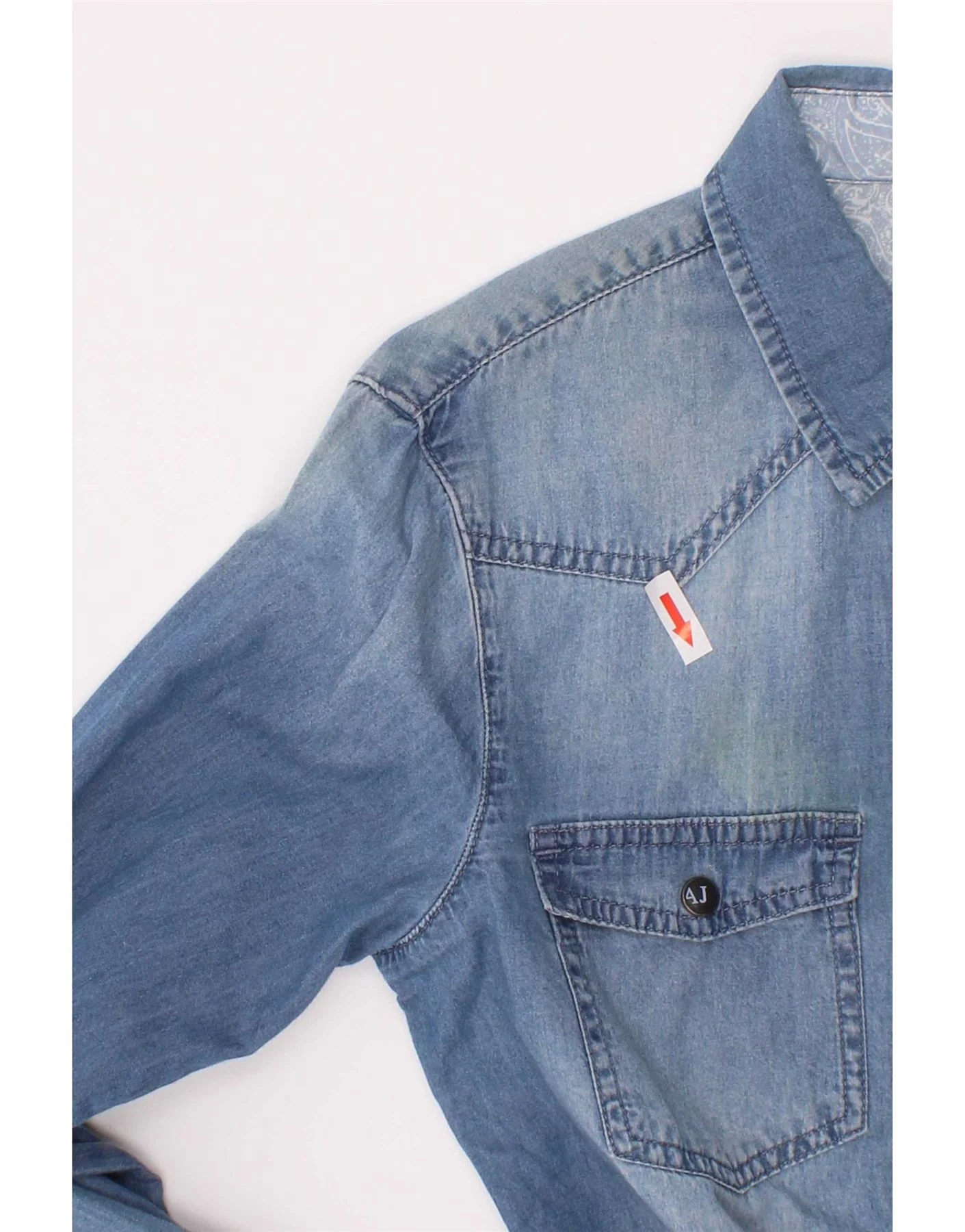 Armani Junior Boys Denim Shirt 13-14 Years Blue Cotton - Image 4
