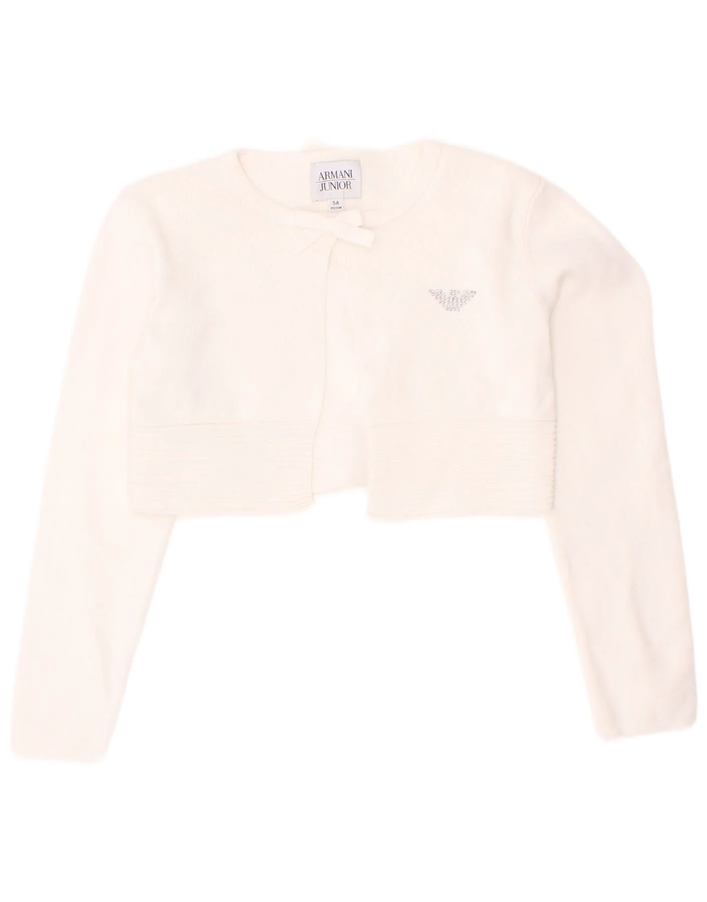 Armani Junior Girls Crop Cardigan Sweater 4-5 Years White