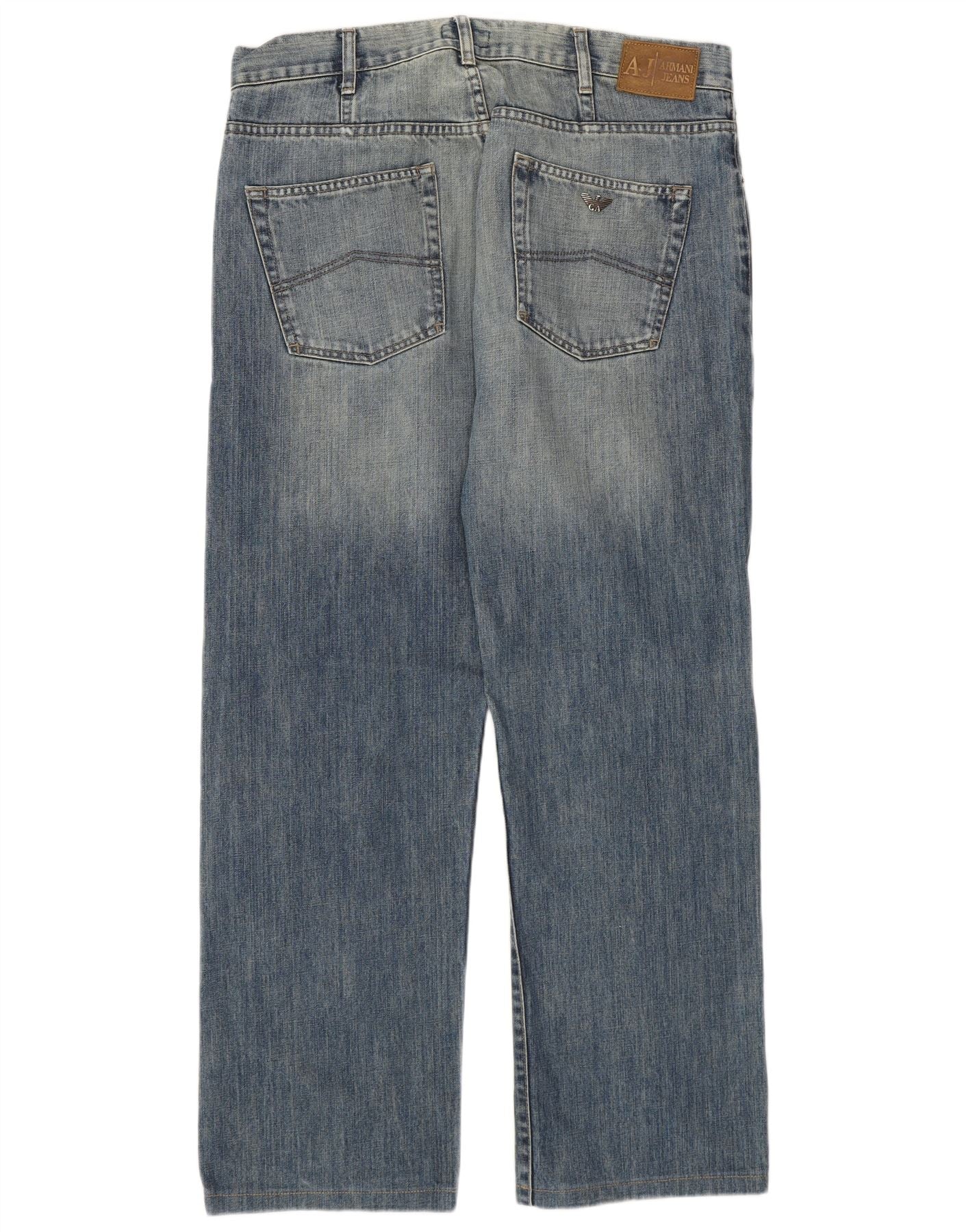 Armani Mens Distressed Straight Jeans W36 L30 Blue Cotton - Image 2