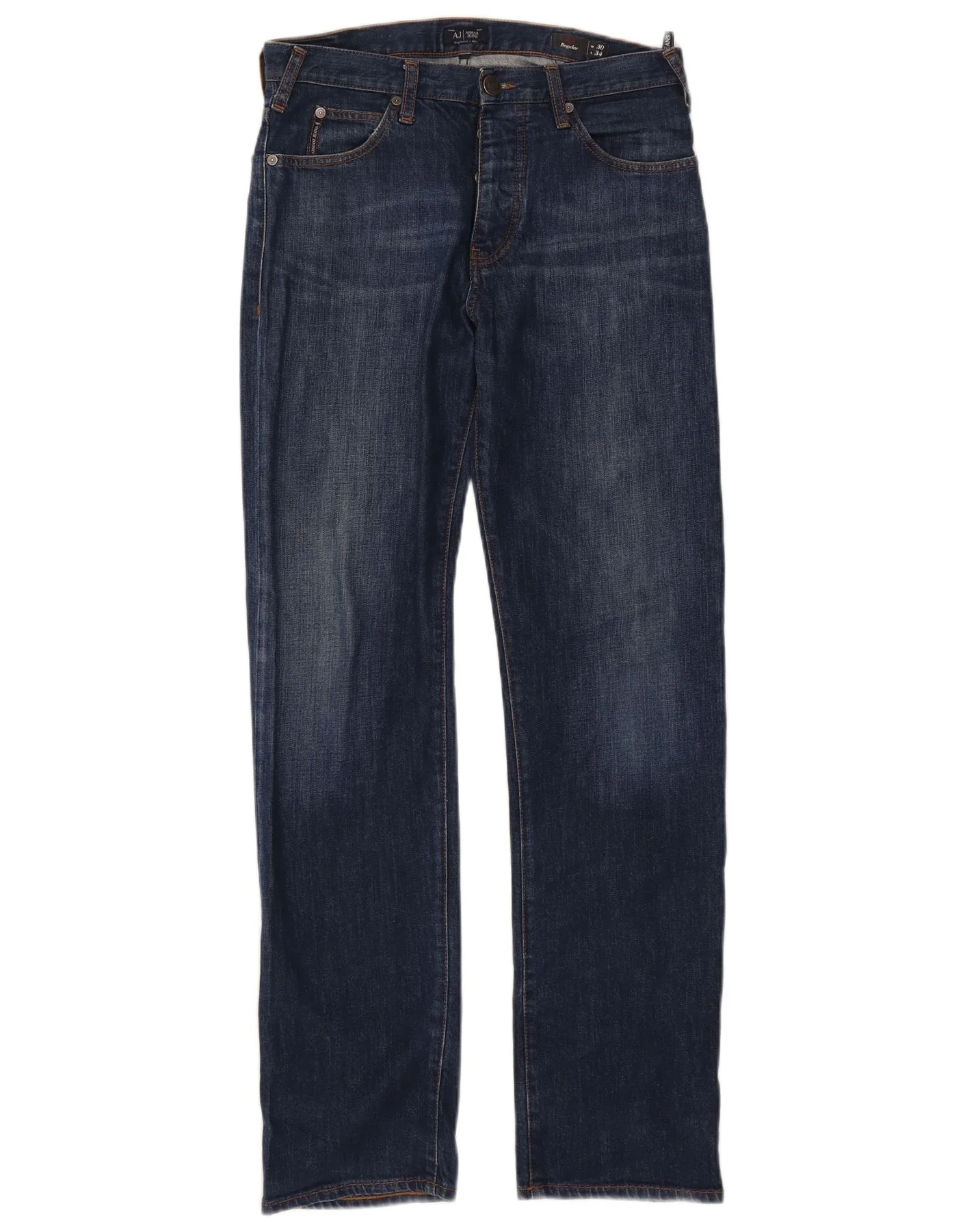 Armani Mens Regular Fit Straight Jeans W30 L32 Navy Blue Cotton